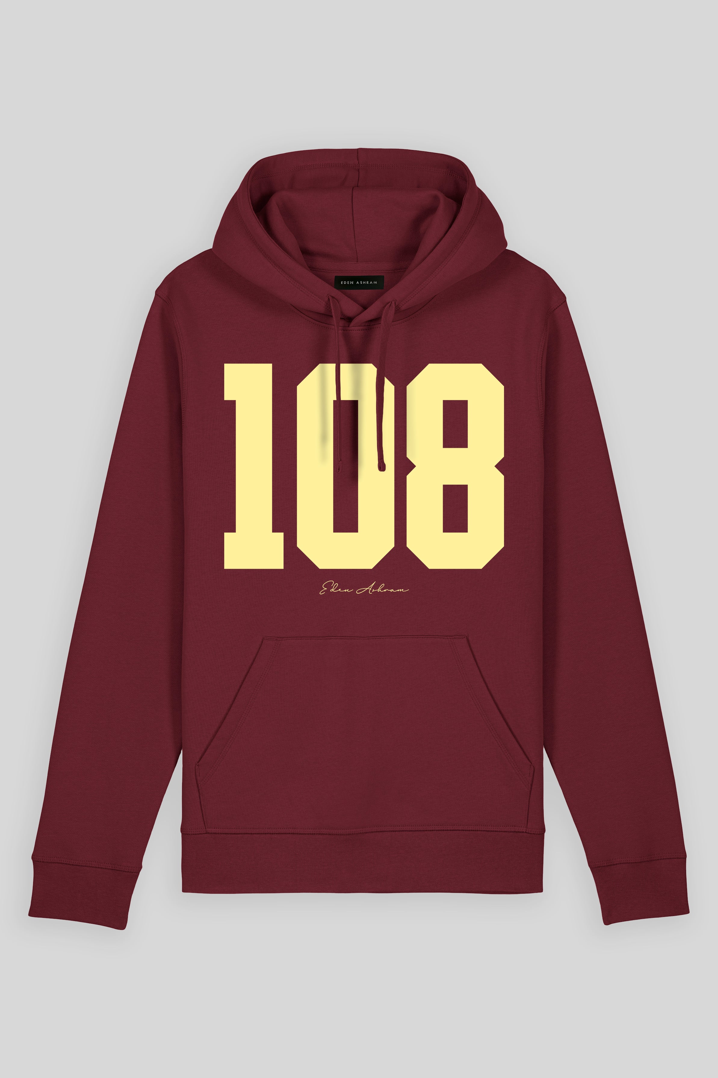 Eden Ashram 108 Premium Organic Hoodie Burgundy