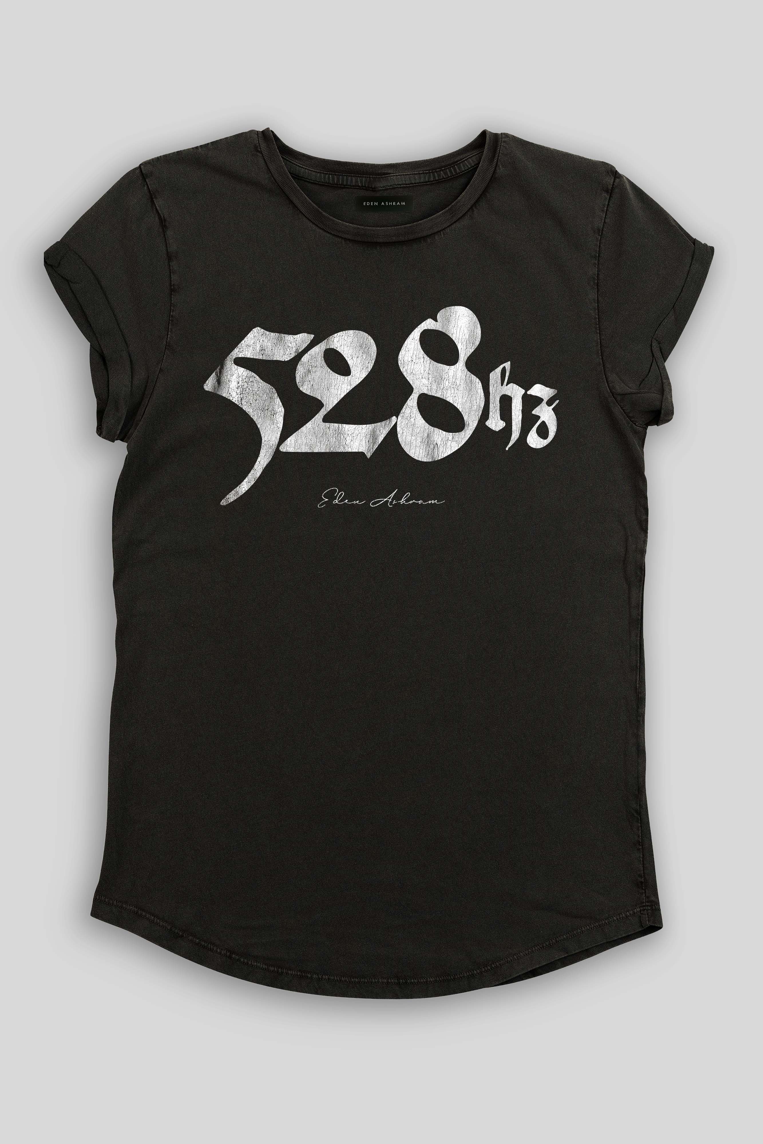 Eden Ashram 528Hz Premium Rolled Sleeve T-Shirt Stonewash Black