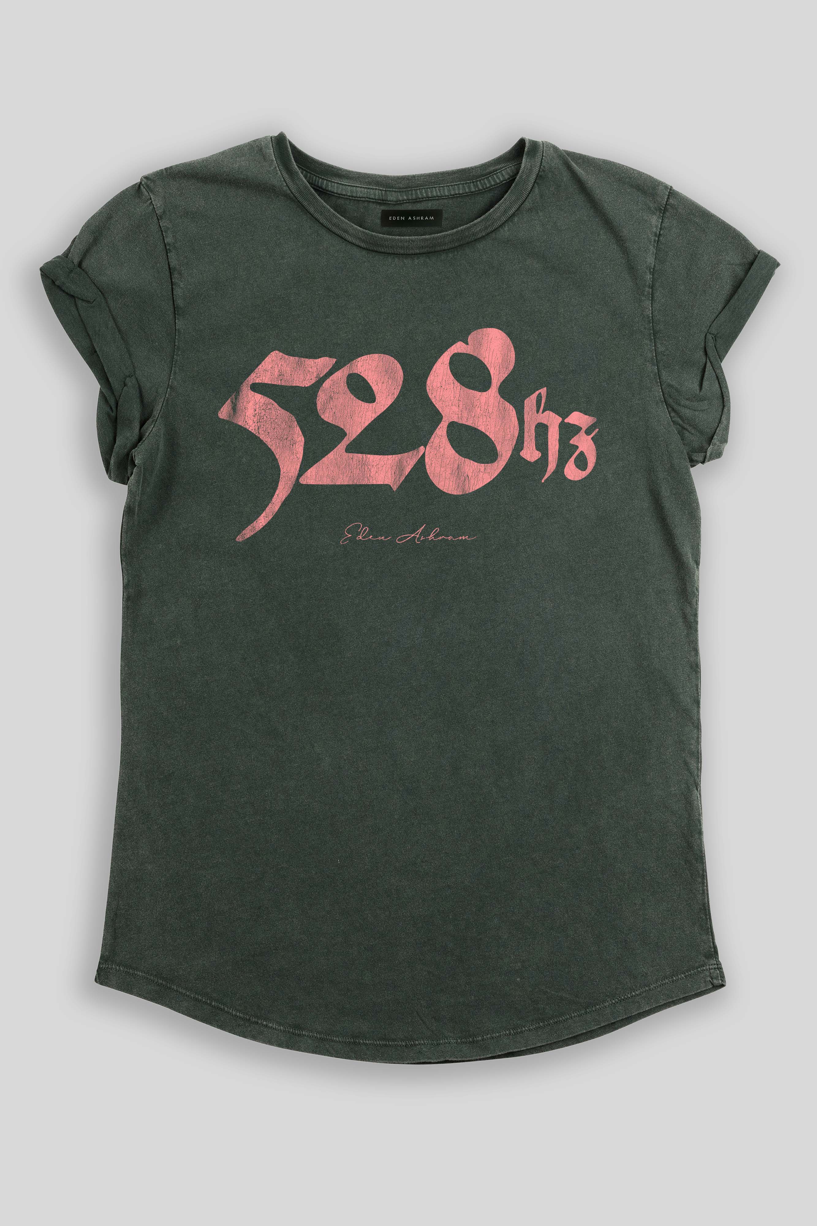 Eden Ashram 528Hz Premium Rolled Sleeve T-Shirt Stonewash Green