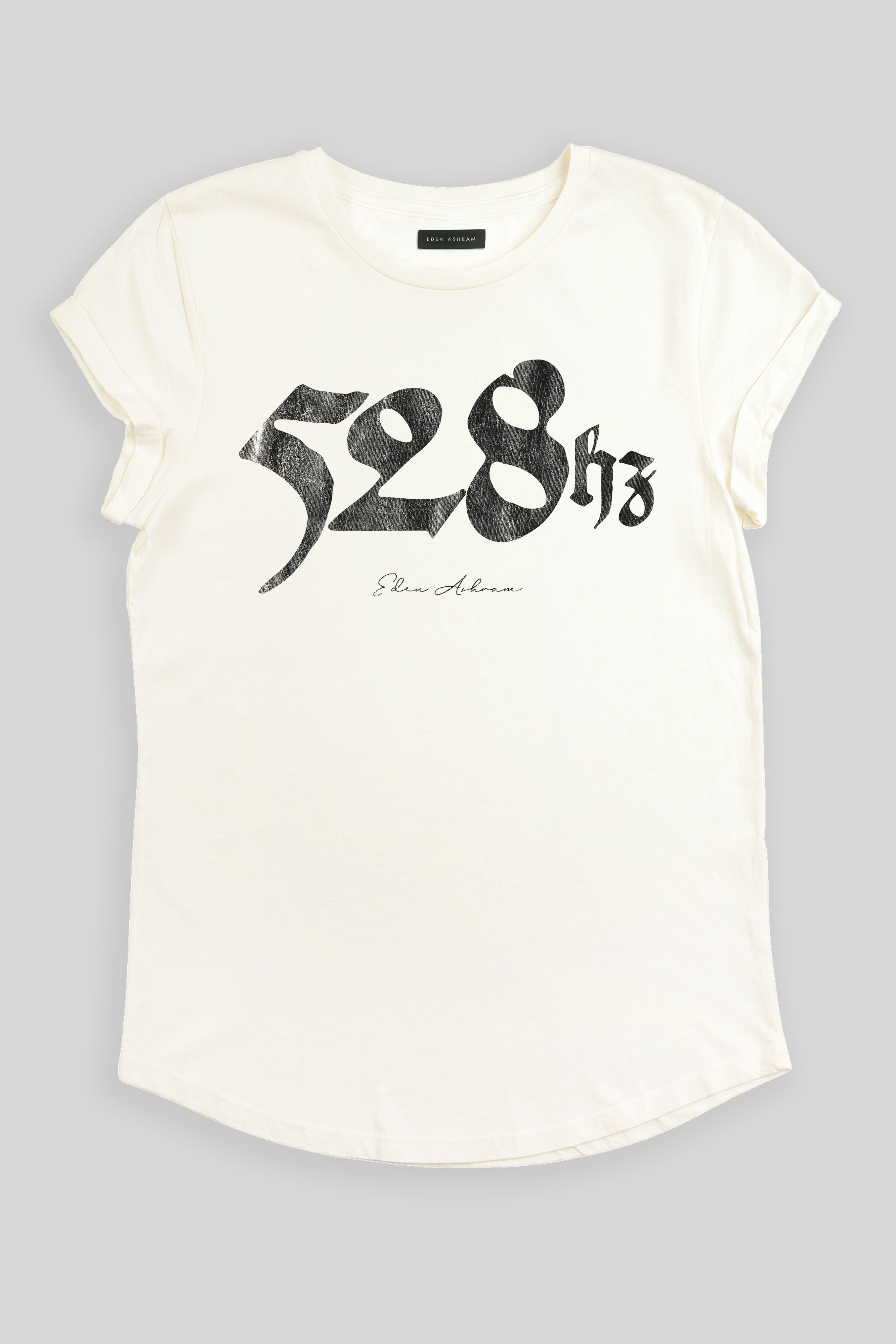 Eden Ashram 528Hz Premium Rolled Sleeve T-Shirt Stonewash White