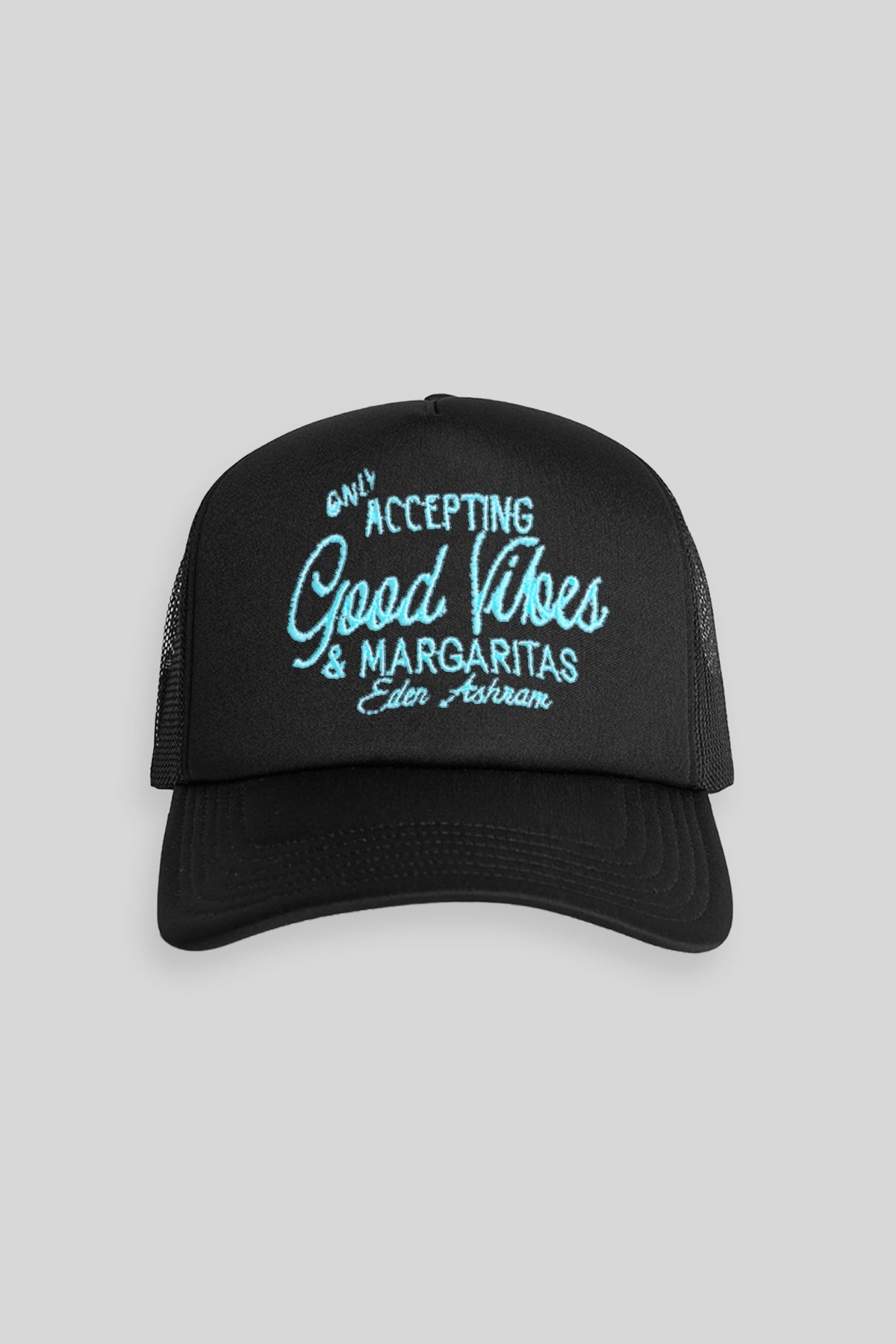 Eden Ashram Only Accepting Good Vibes & Margaritas Foam Trucker Cap Black