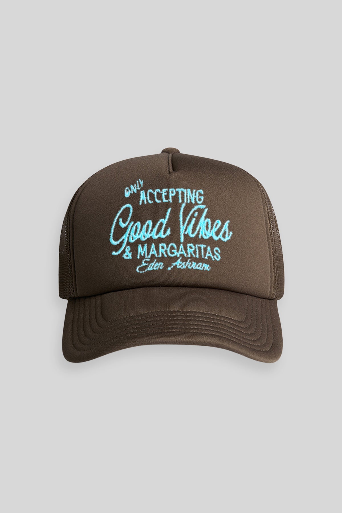 Eden Ashram Only Accepting Good Vibes & Margaritas Foam Trucker Cap Walnut