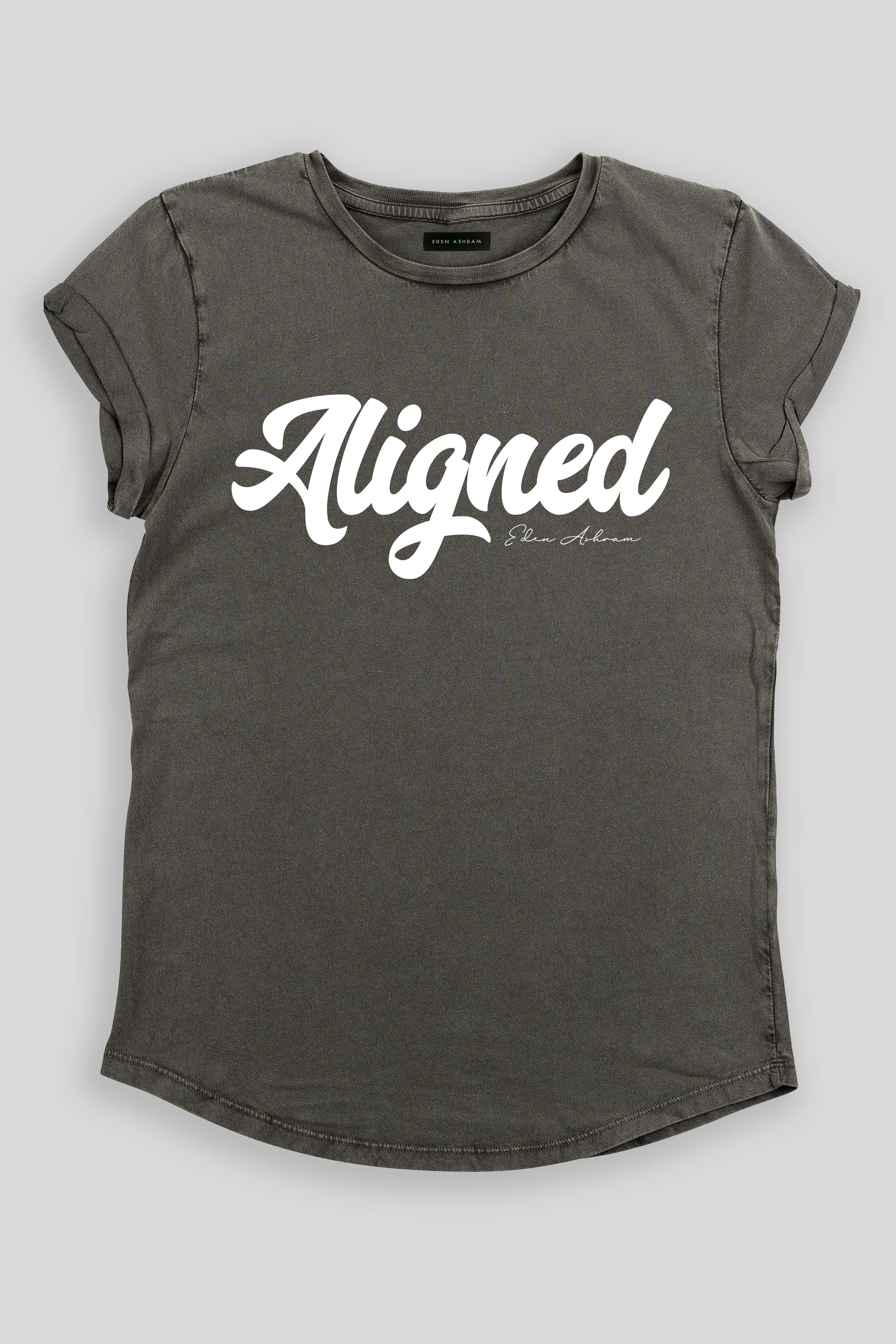 Eden Ashram Aligned Premium Rolled Sleeve T-Shirt Stonewash Grey