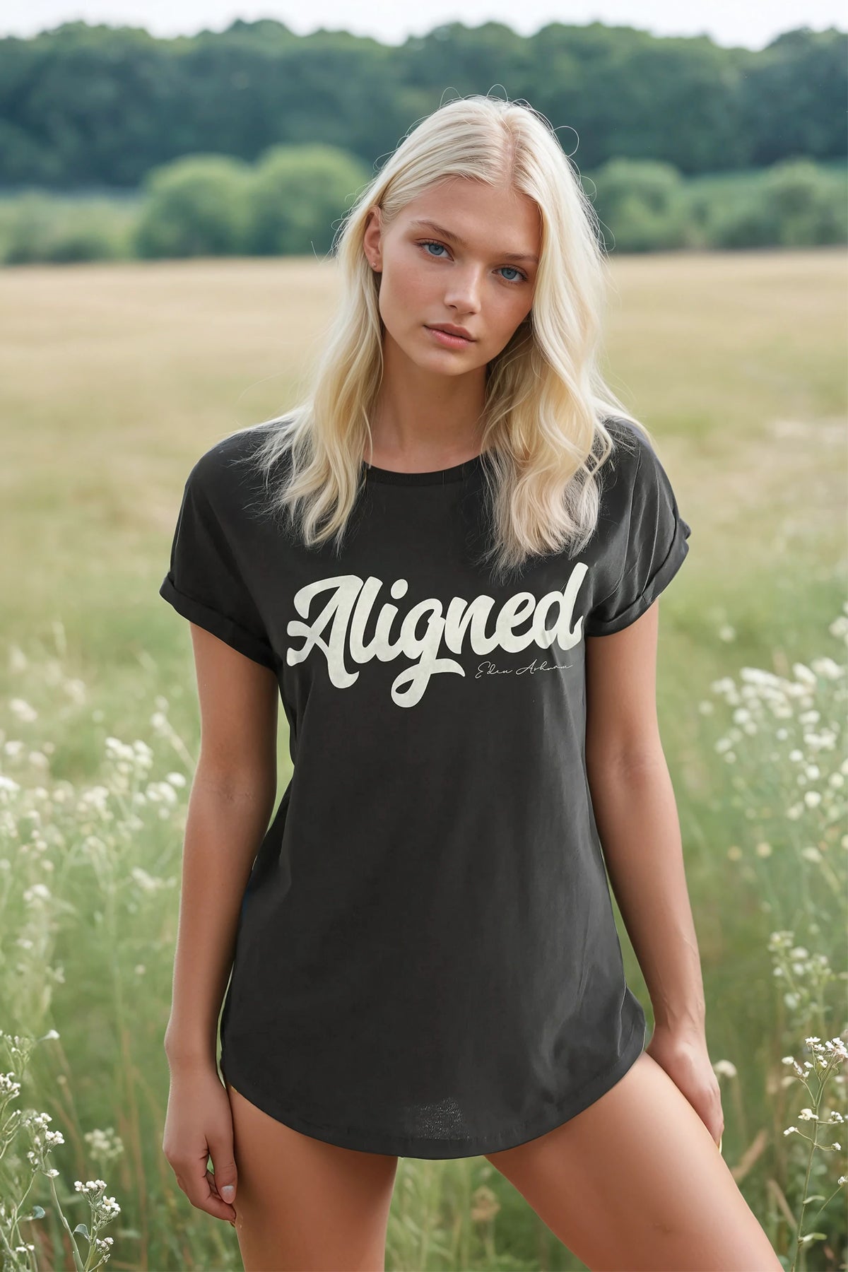 Eden Ashram Aligned Premium Rolled Sleeve T-Shirt