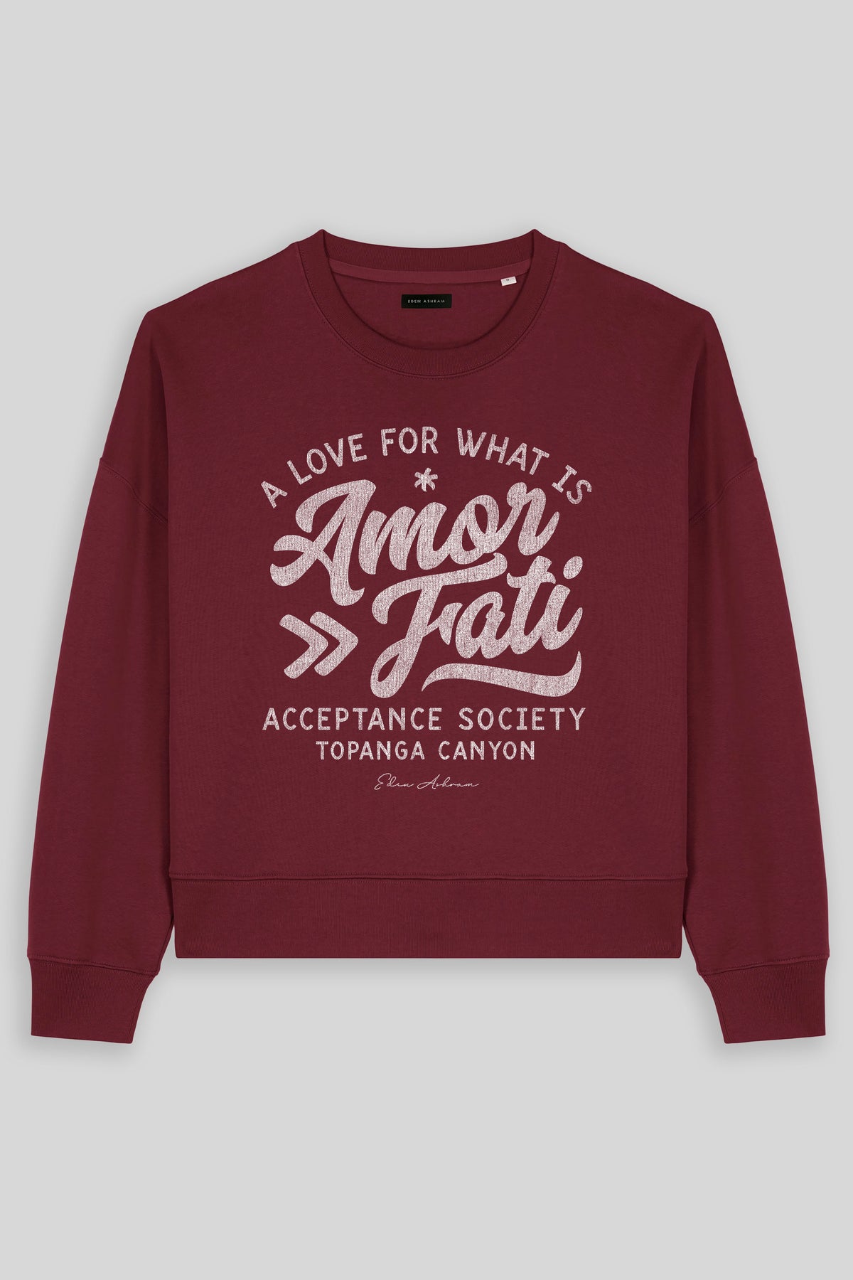 Eden Ashram Amor Fati Women's Premium Organic Sweatshirt Burgundy