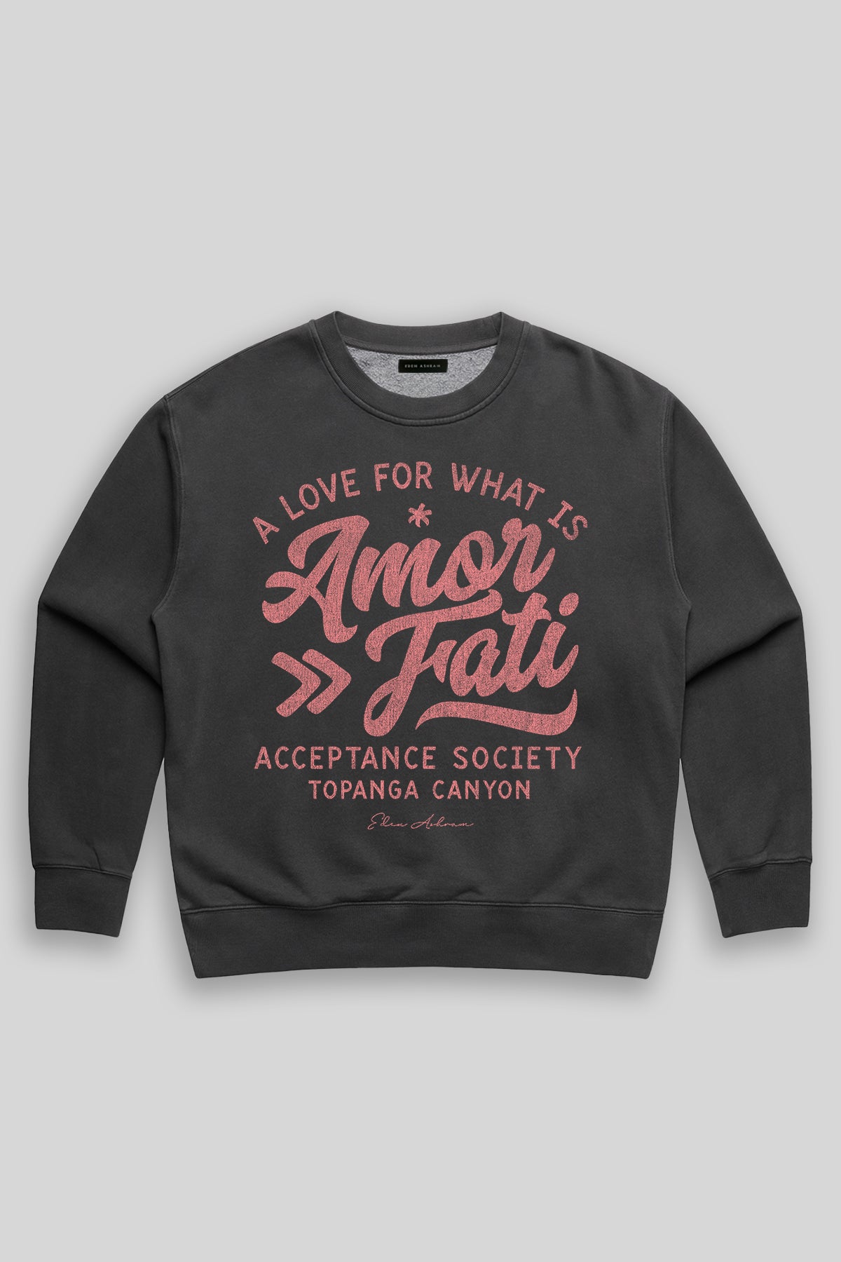 Eden Ashram Amor Fati Premium Faded Sweatshirt Faded Black