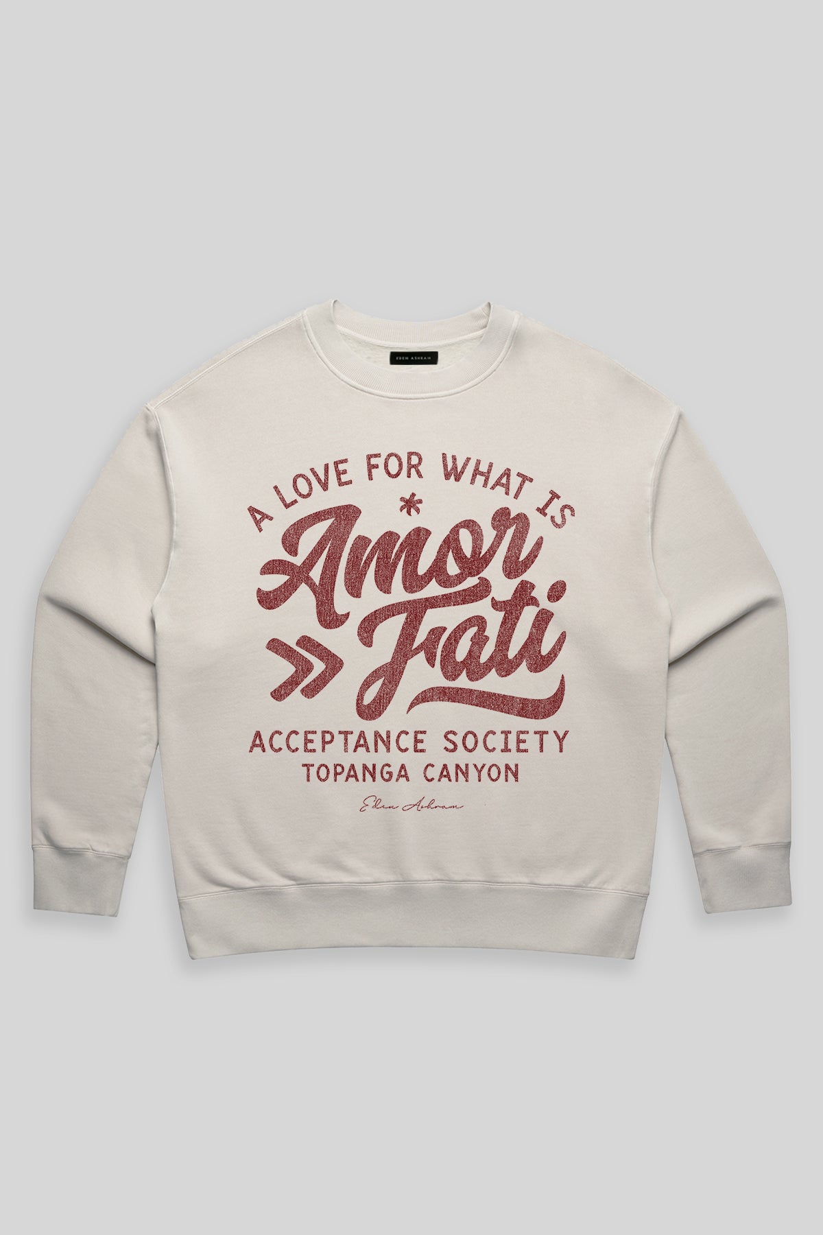 Eden Ashram Amor Fati Premium Faded Sweatshirt Faded Bone