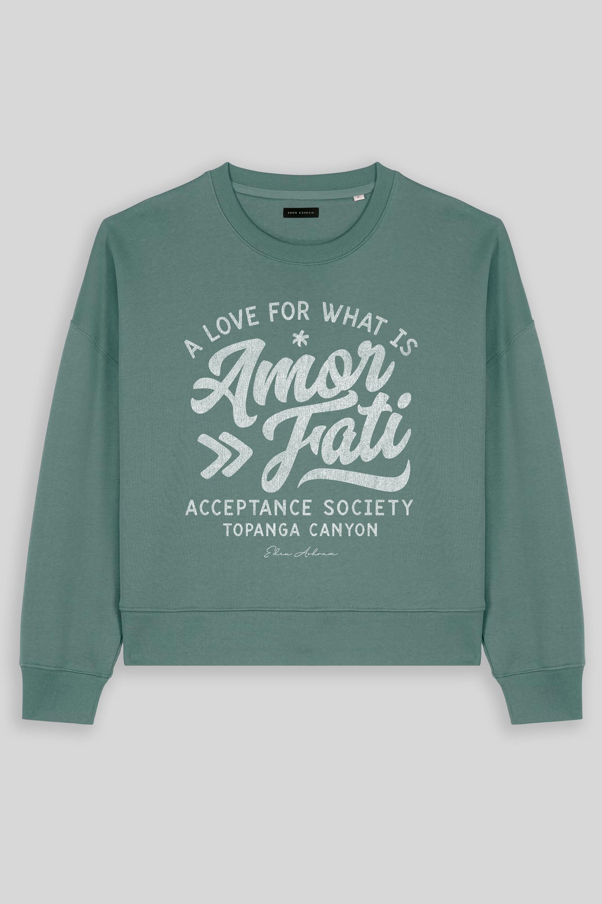 Eden Ashram Amor Fati Women's Premium Organic Sweatshirt Green Bay