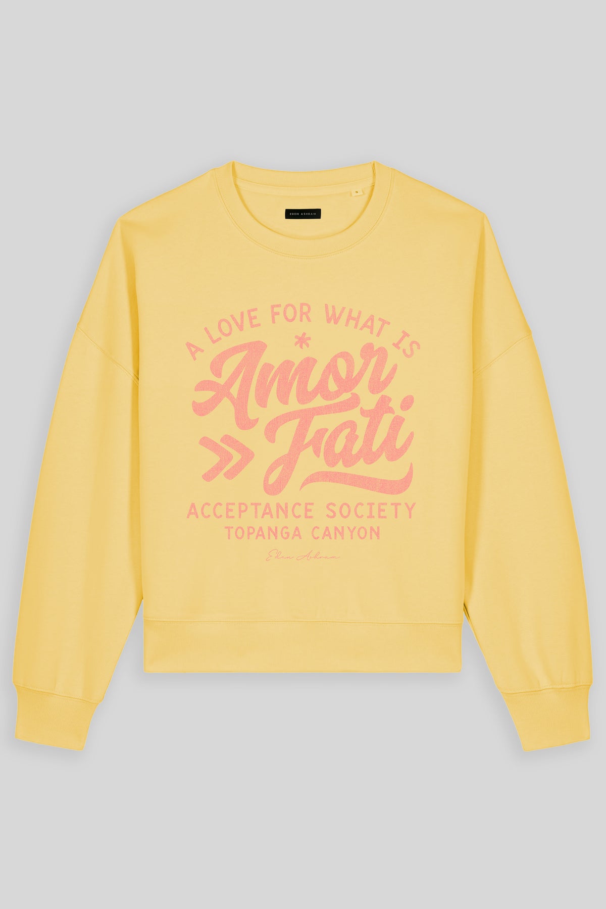 Eden Ashram Amor Fati Women's Premium Organic Sweatshirt Viva Yellow