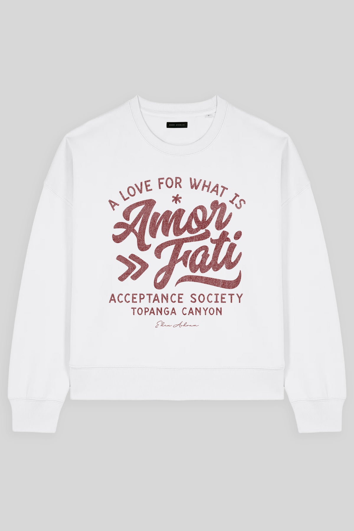 Eden Ashram Amor Fati Women's Premium Organic Sweatshirt White