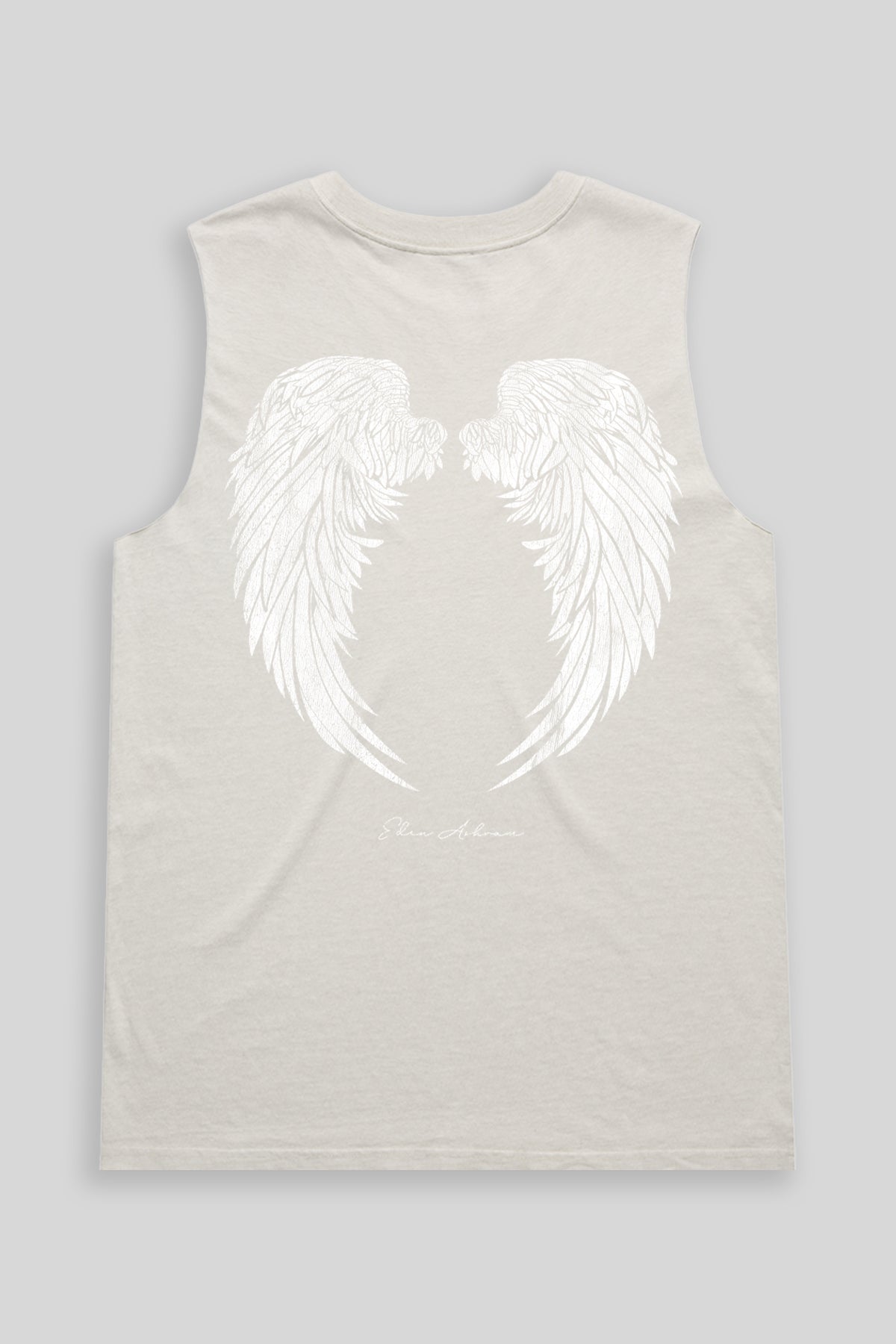 Eden Ashram Angel Wings Heavy Faded Rocker Tank Faded Bone