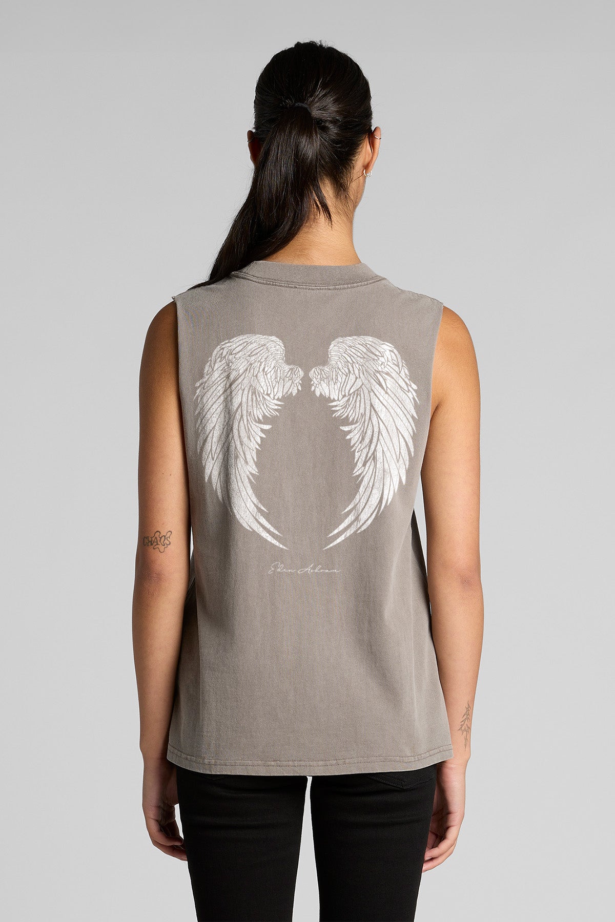 Eden Ashram Angel Wings Heavy Faded Rocker Tank