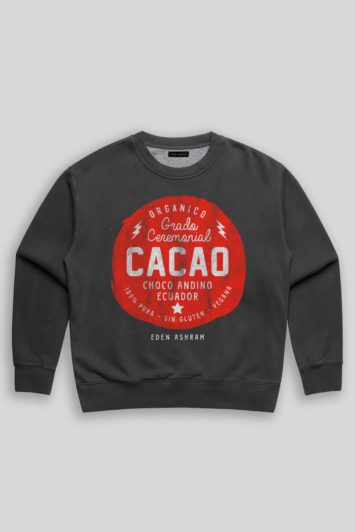 Eden Ashram Cacao Premium Faded Sweatshirt Faded Black