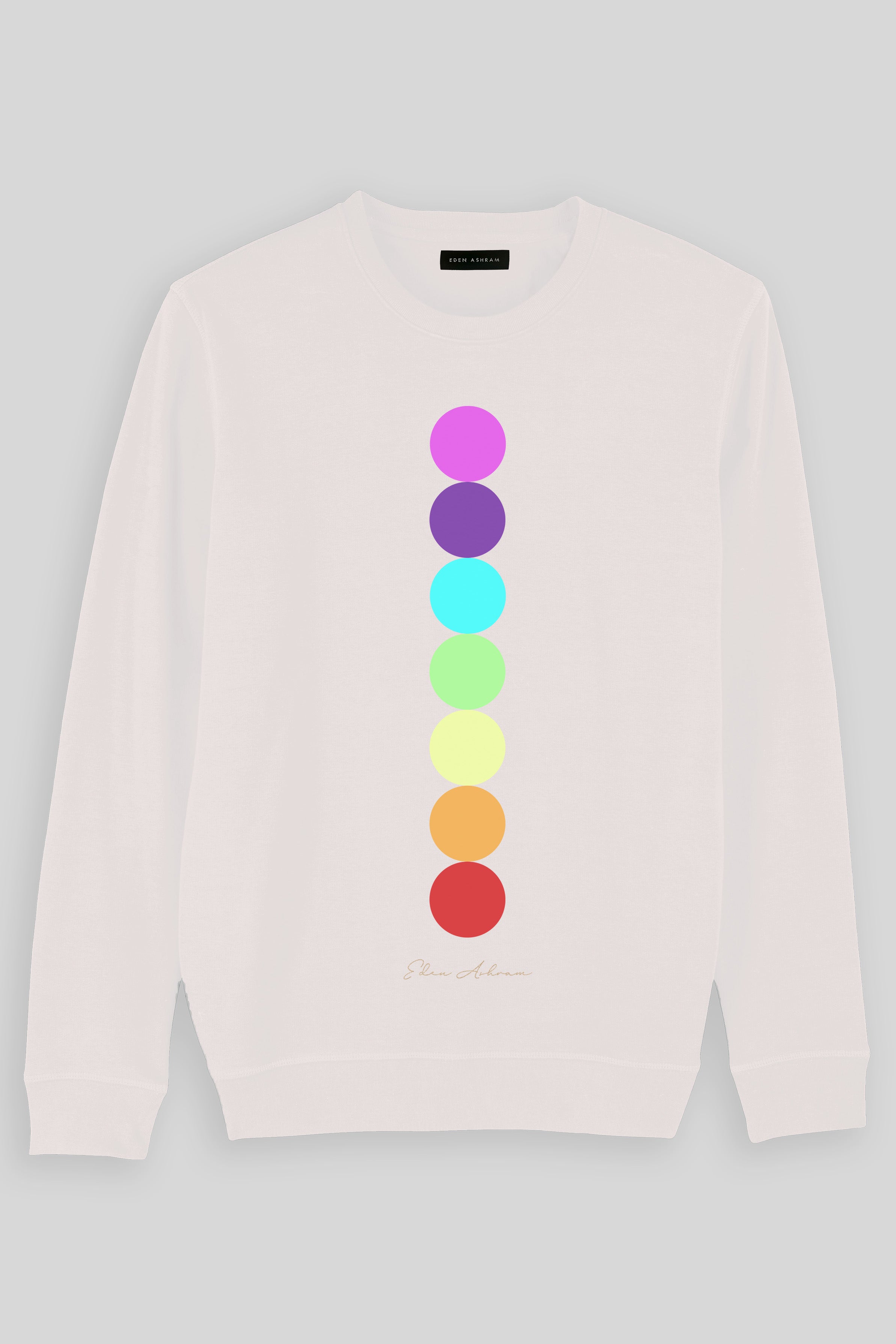 Eden Ashram Chakra Premium Crew Neck Sweatshirt Vintage White