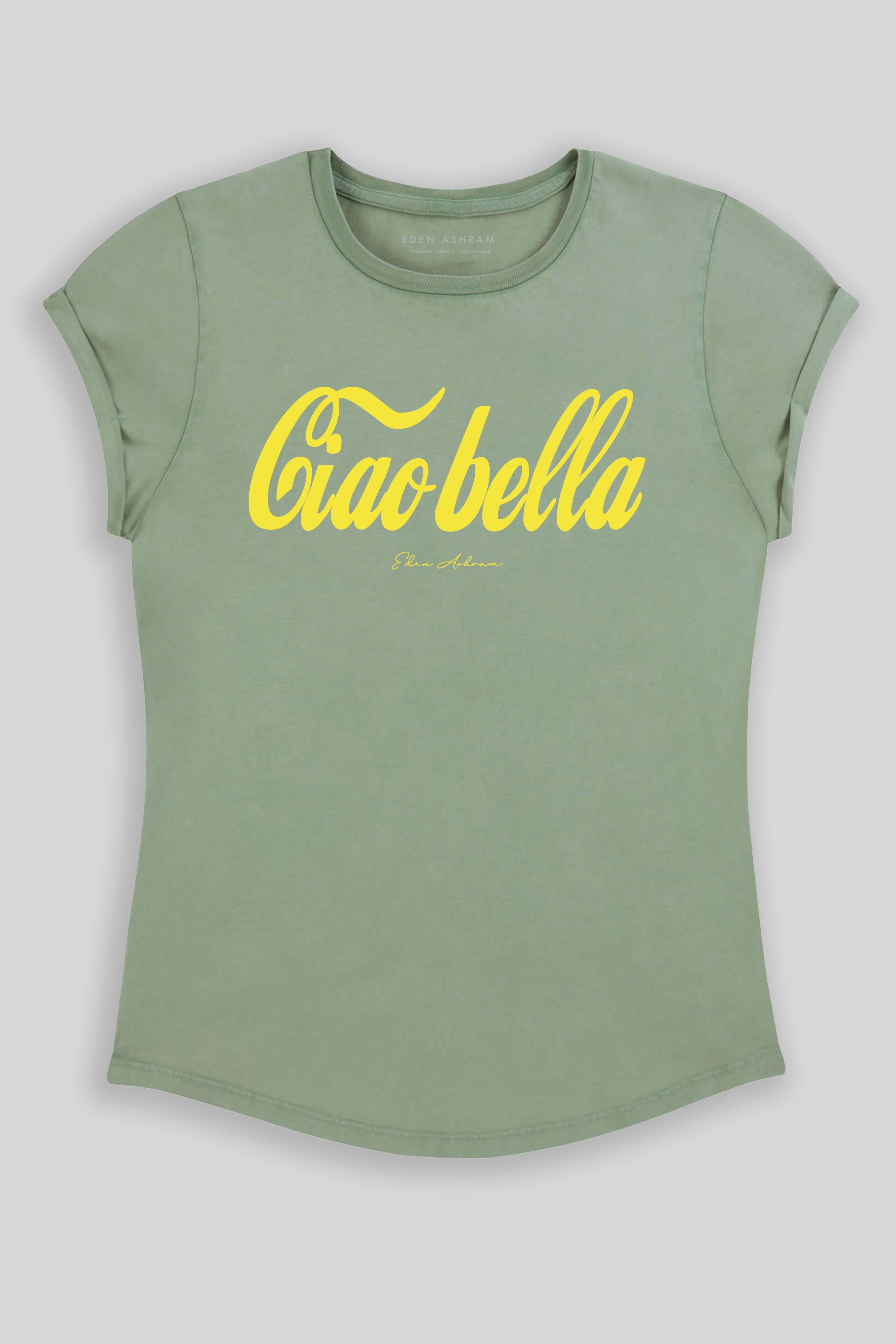 Eden Ashram Ciao Bella Premium Rolled Sleeve T-Shirt Stonewash Sage