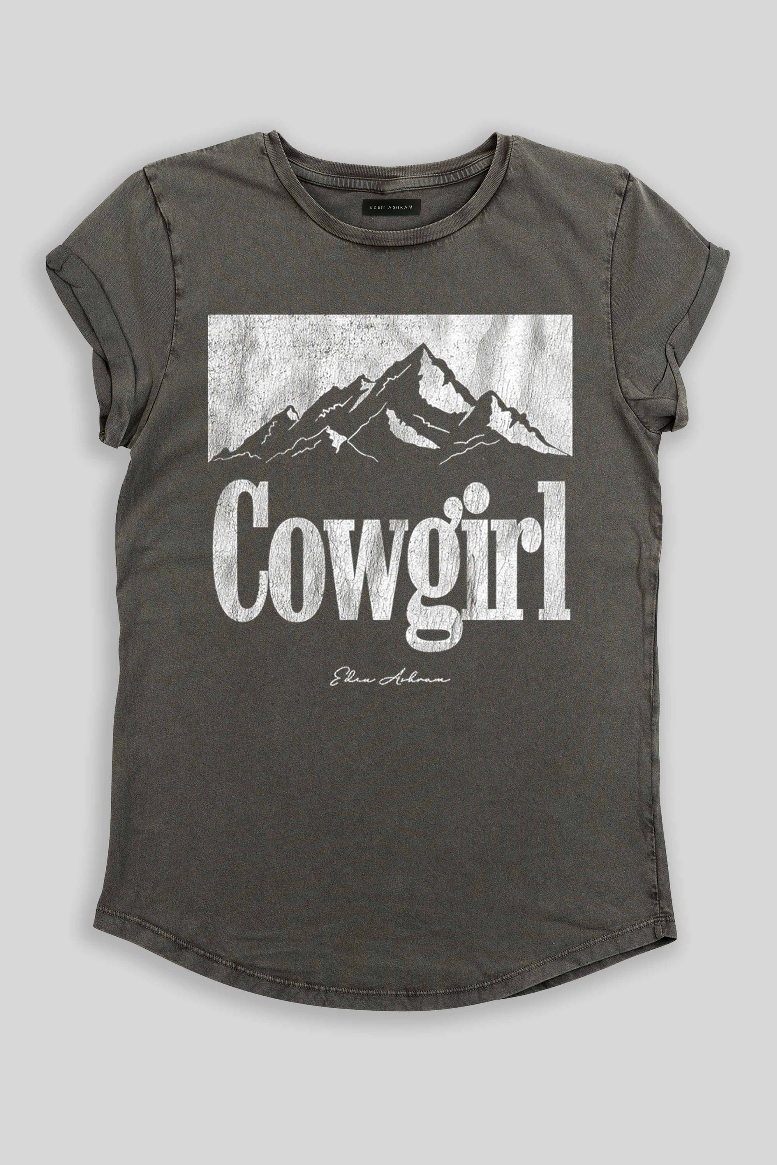 Eden Ashram Cowgirl Premium Rolled Sleeve T-Shirt Stonewash Grey