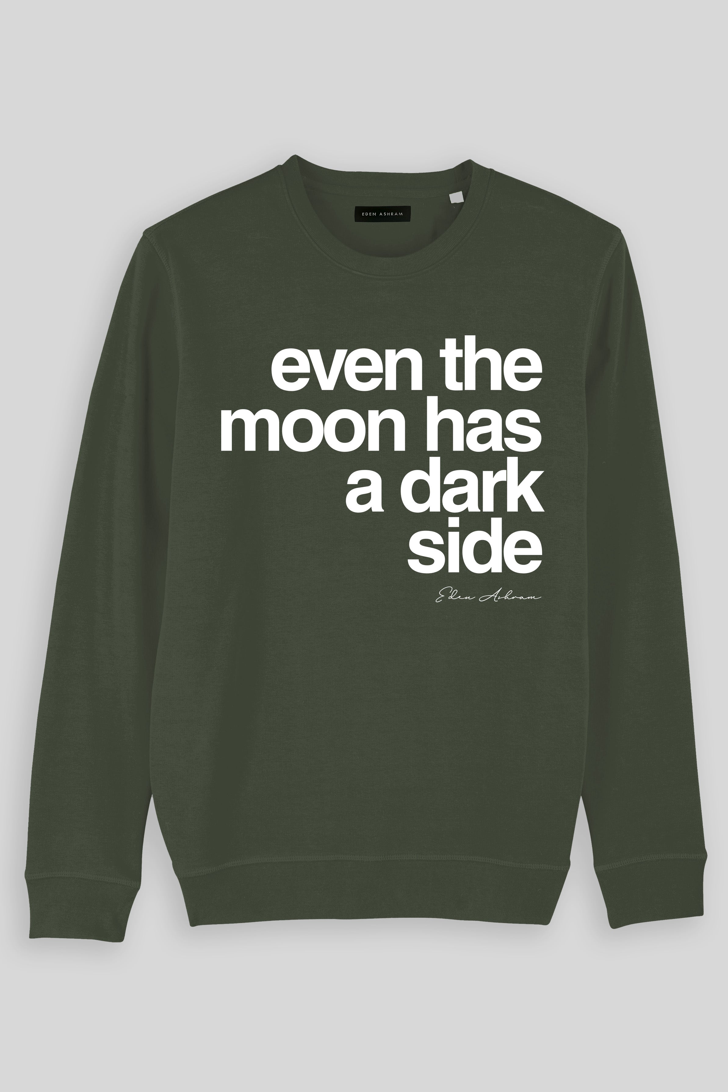 Eden Ashram Even The Moon Has A Dark Side Premium Crew Neck Sweatshirt Khaki