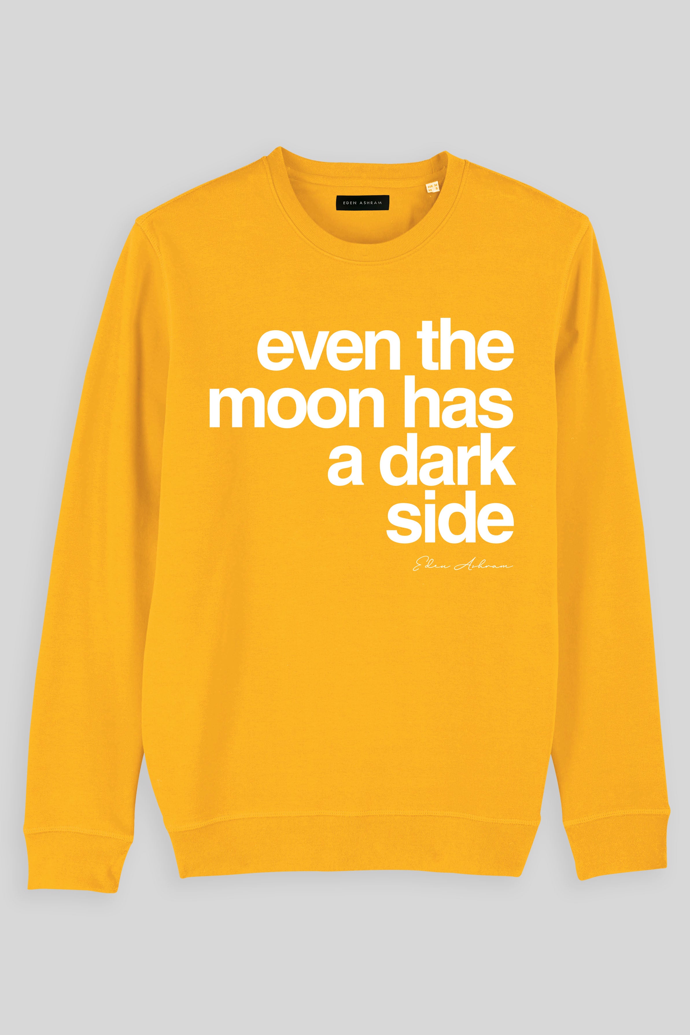 Eden Ashram Even The Moon Has A Dark Side Premium Crew Neck Sweatshirt Spectra Yellow