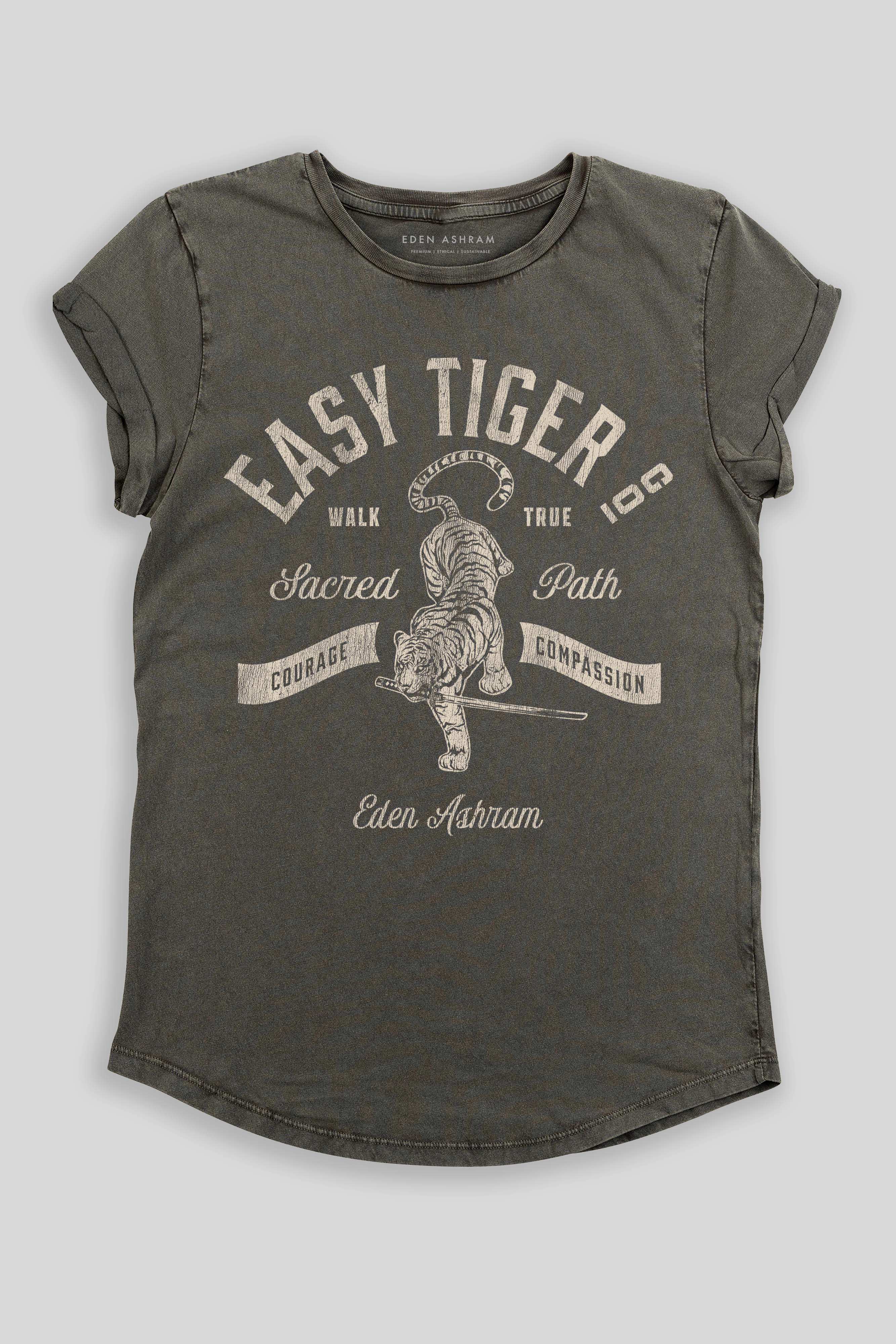 Eden Ashram Easy Tiger Co. Premium Rolled Sleeve T-Shirt Stonewash Grey