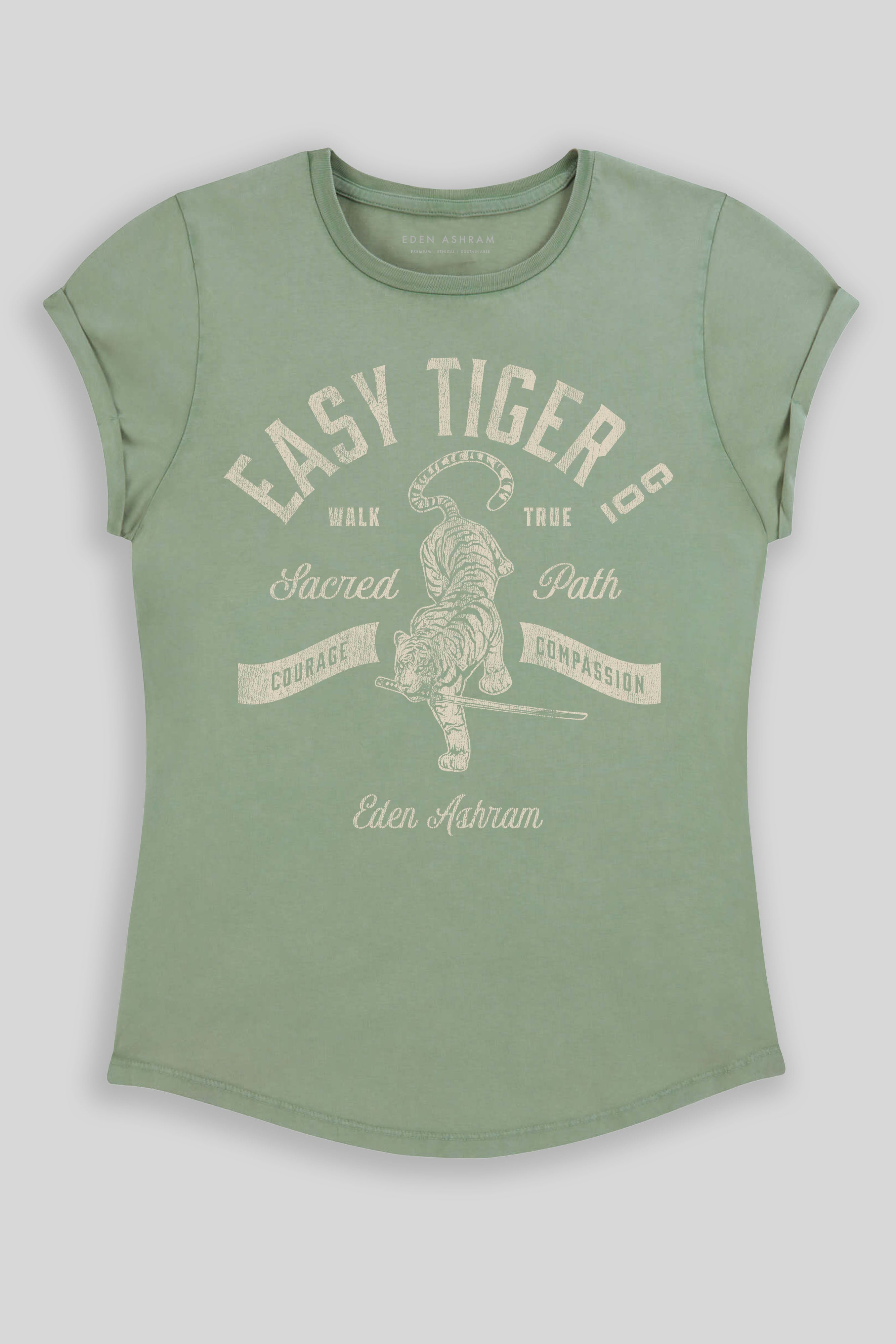 Eden Ashram Easy Tiger Co. Premium Rolled Sleeve T-Shirt Stonewash Sage