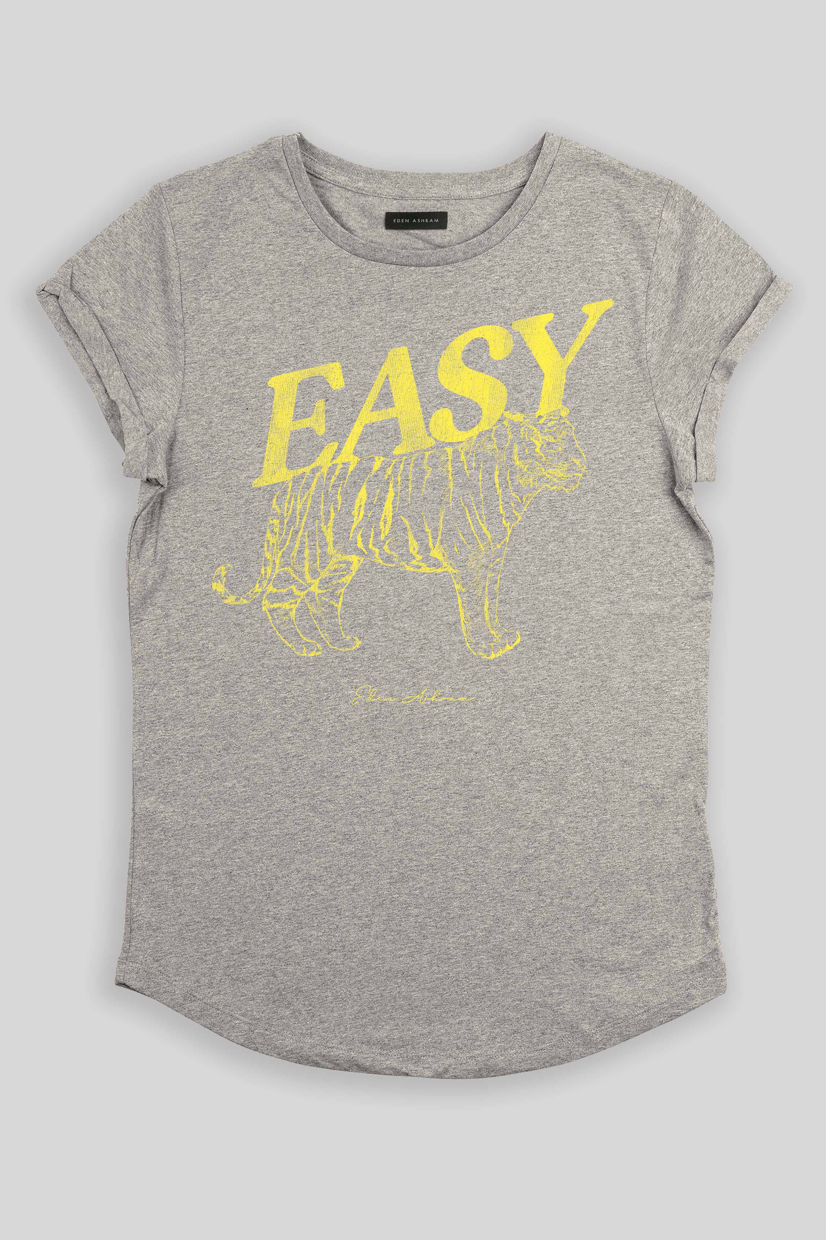 Eden Ashram Easy Tiger Premium Rolled Sleeve T-Shirt Heather Grey