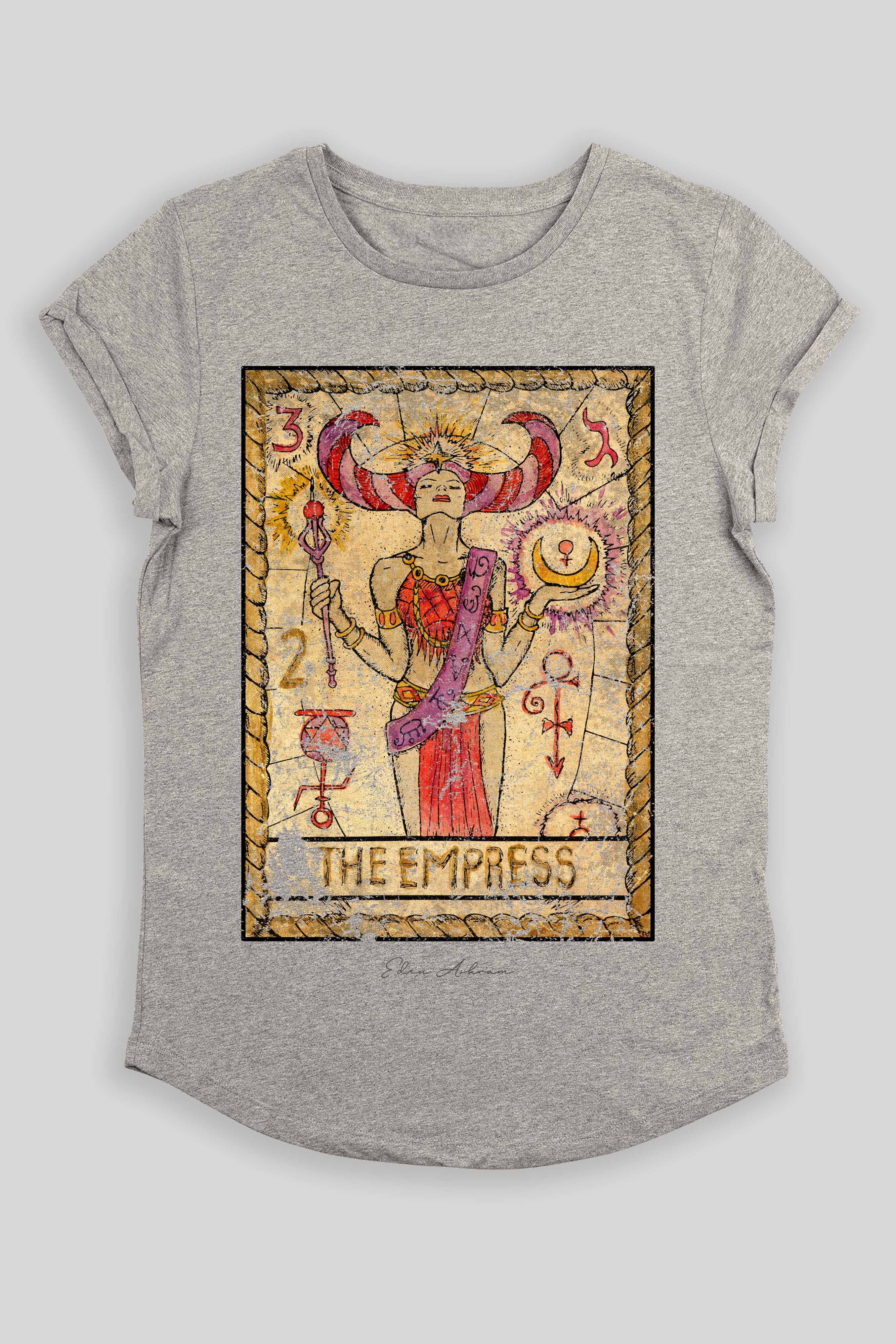 Eden Ashram The Empress Rolled Sleeve T-Shirt Heather Grey