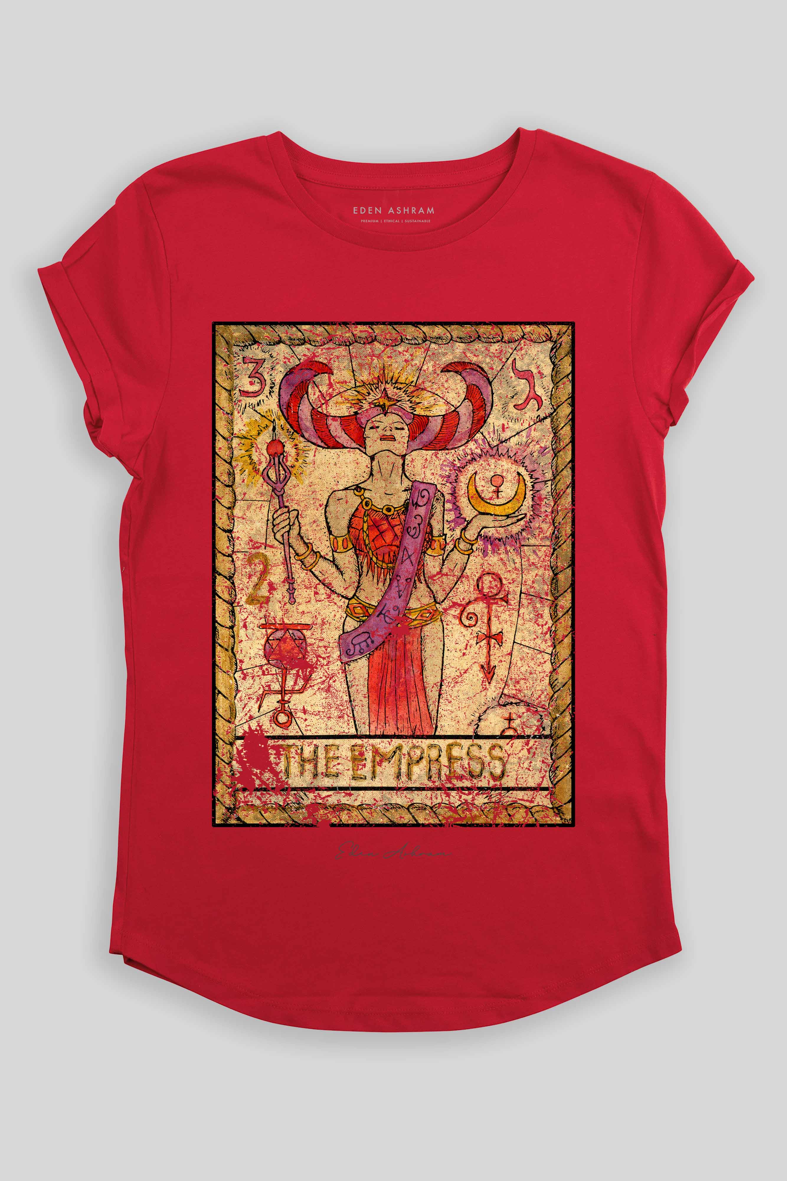 Eden Ashram The Empress Rolled Sleeve T-Shirt Red