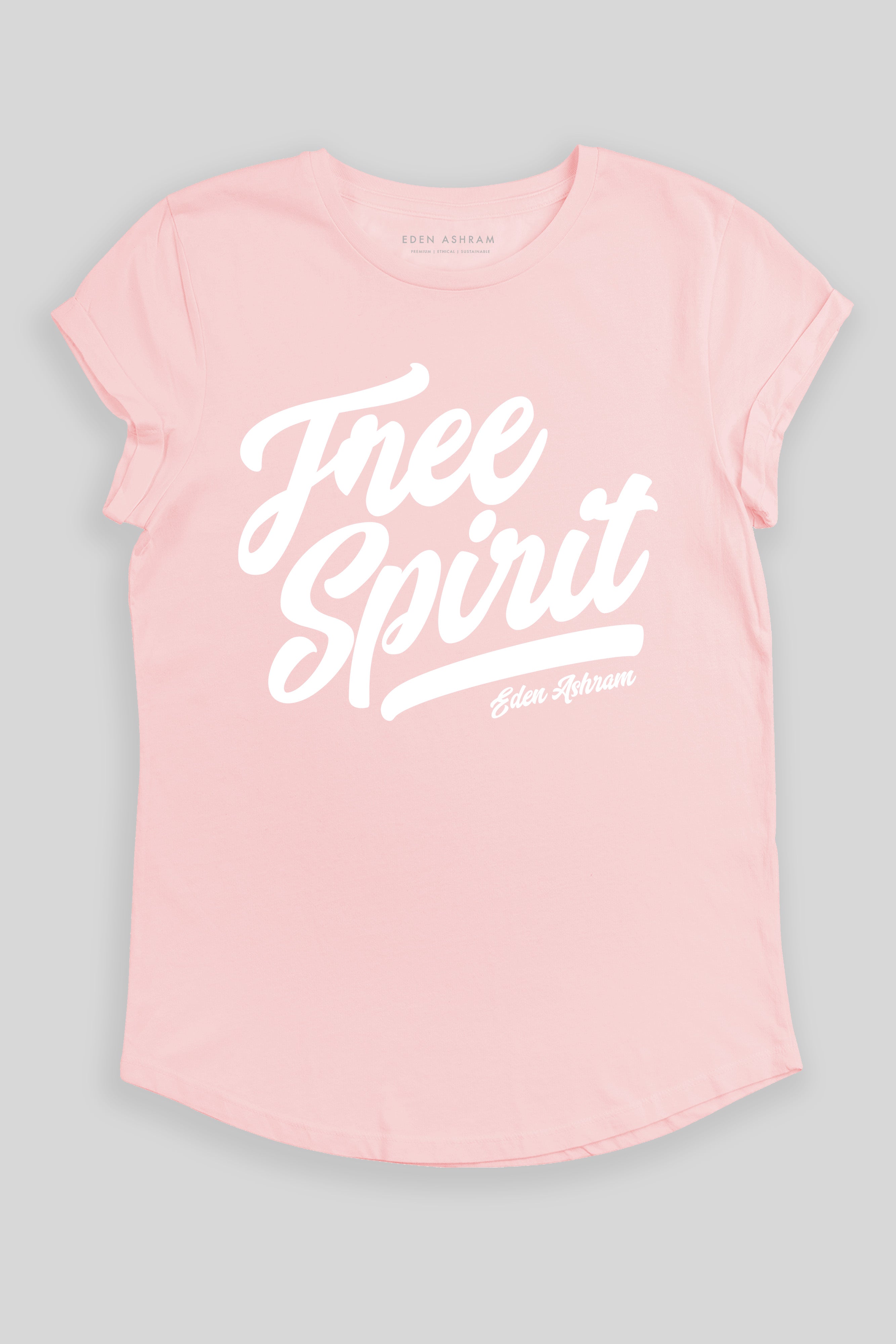 Eden Ashram Free Spirit Premium Rolled Sleeve T-Shirt Stonewash Pink