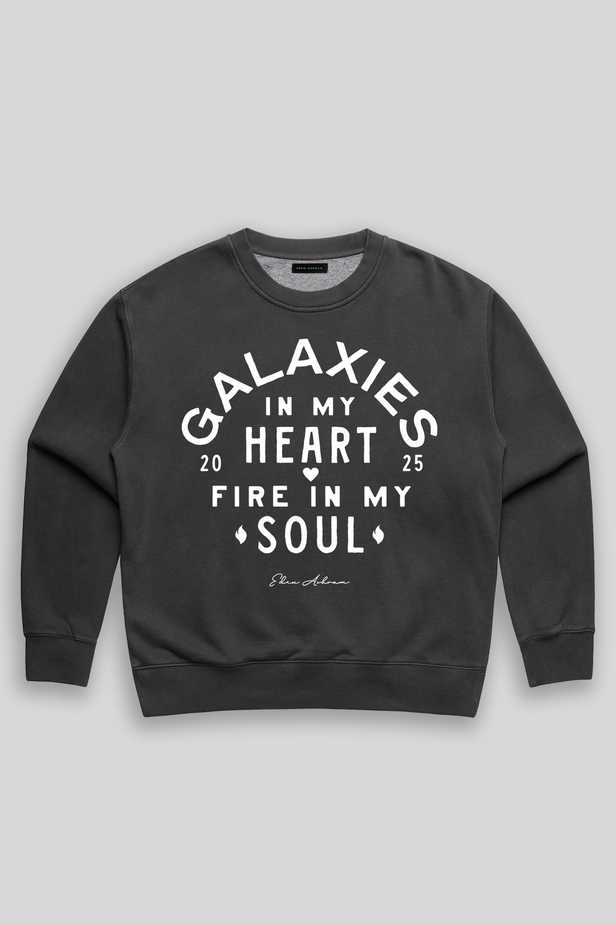 Eden Ashram Galaxies In My Heart - Fire In My Soul Faded Sweatshirt Faded Black