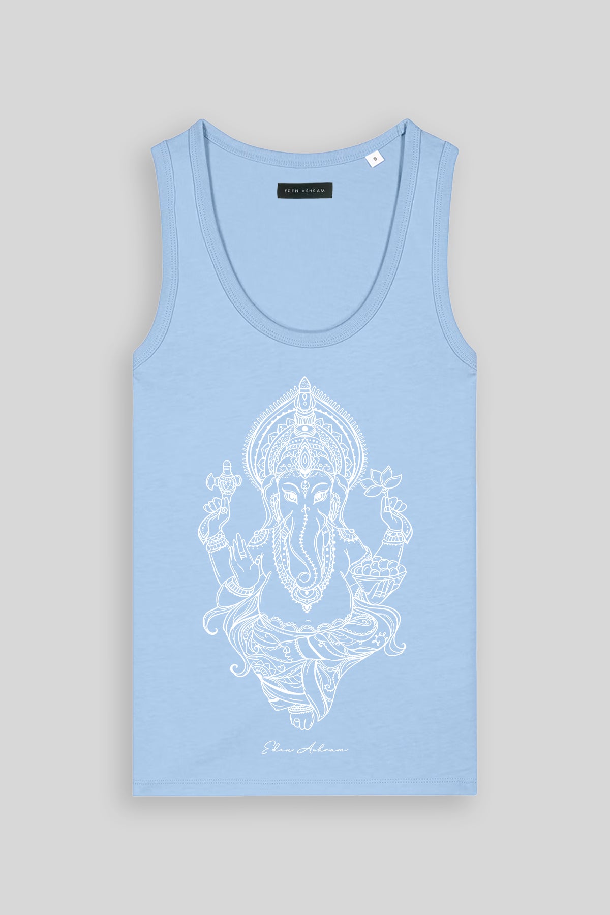 Eden Ashram Ganesh Premium Fitted Tank Top Blue Sol