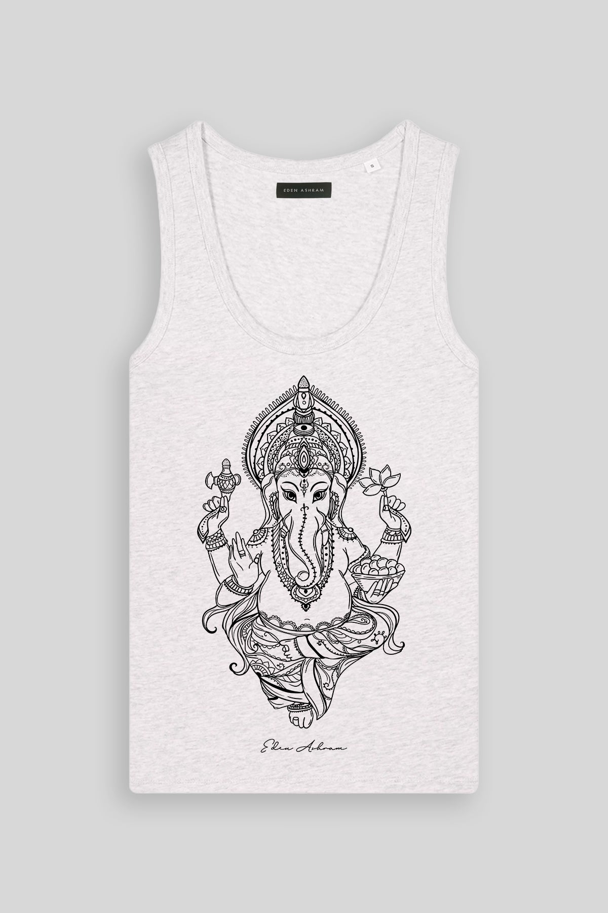 Eden Ashram Ganesh Premium Fitted Tank Top Heather Grey
