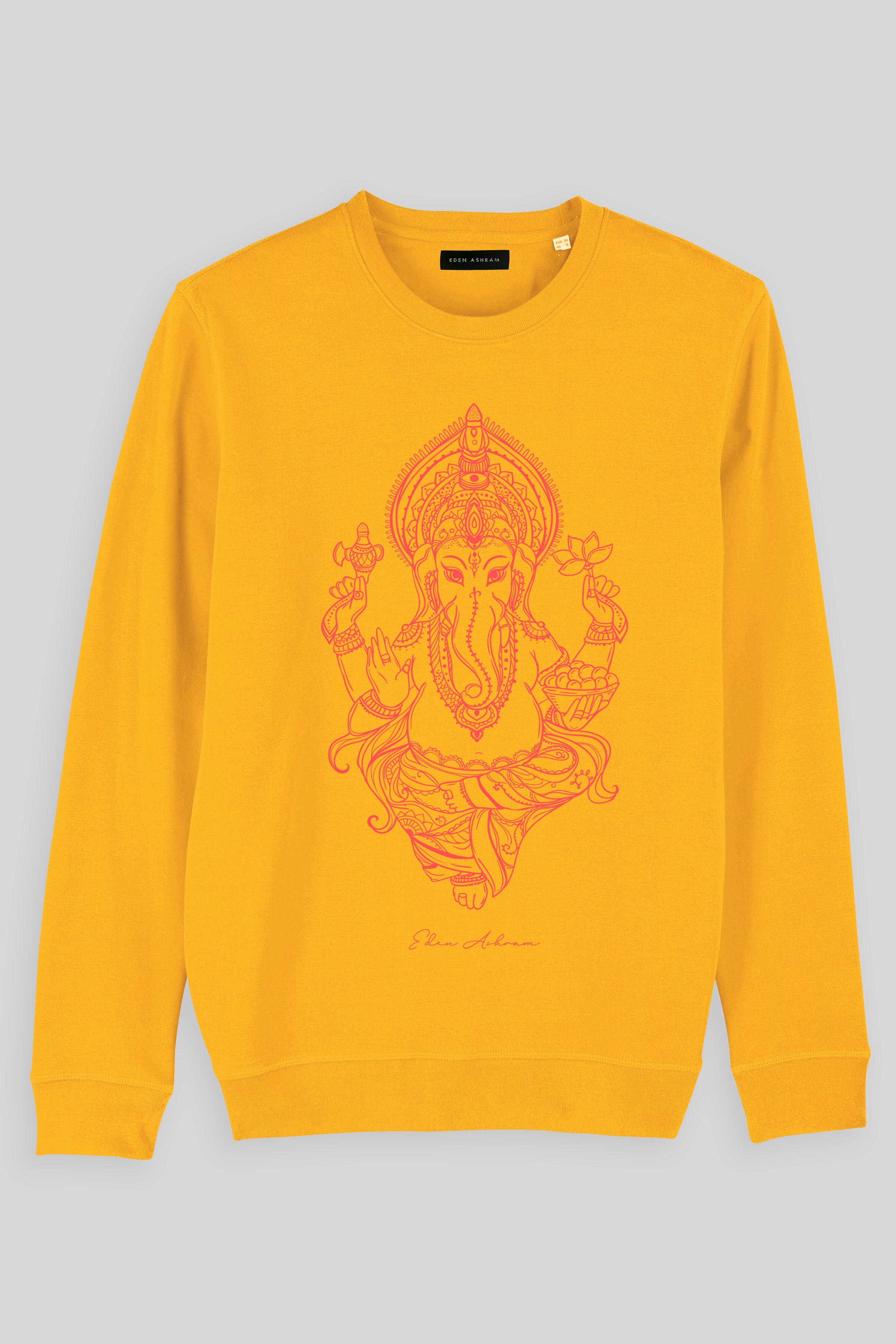 Eden Ashram Ganesha Premium Crew Neck Sweatshirt Spectra Yellow