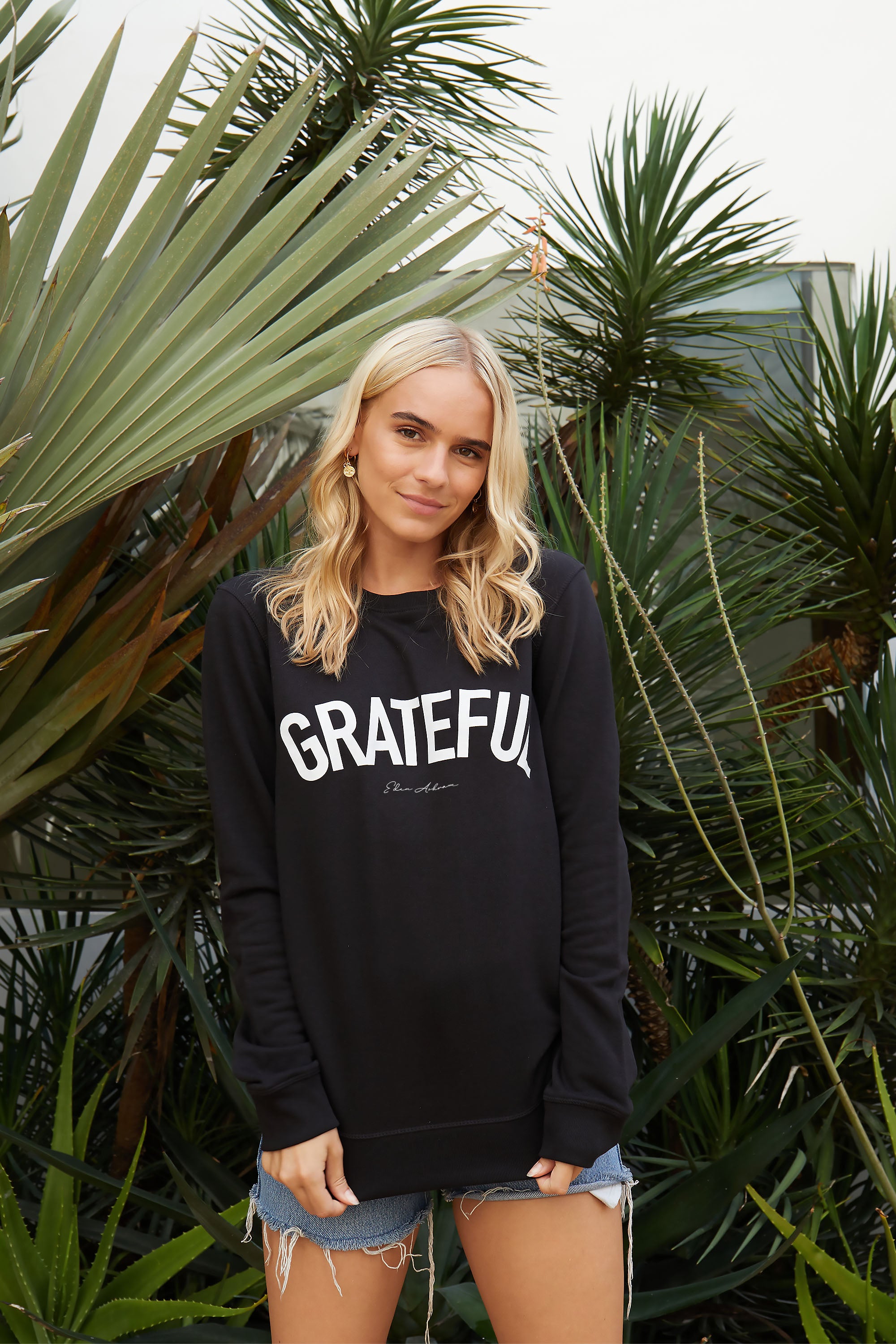 Eden Ashram Grateful Premium Crew Neck Sweatshirt