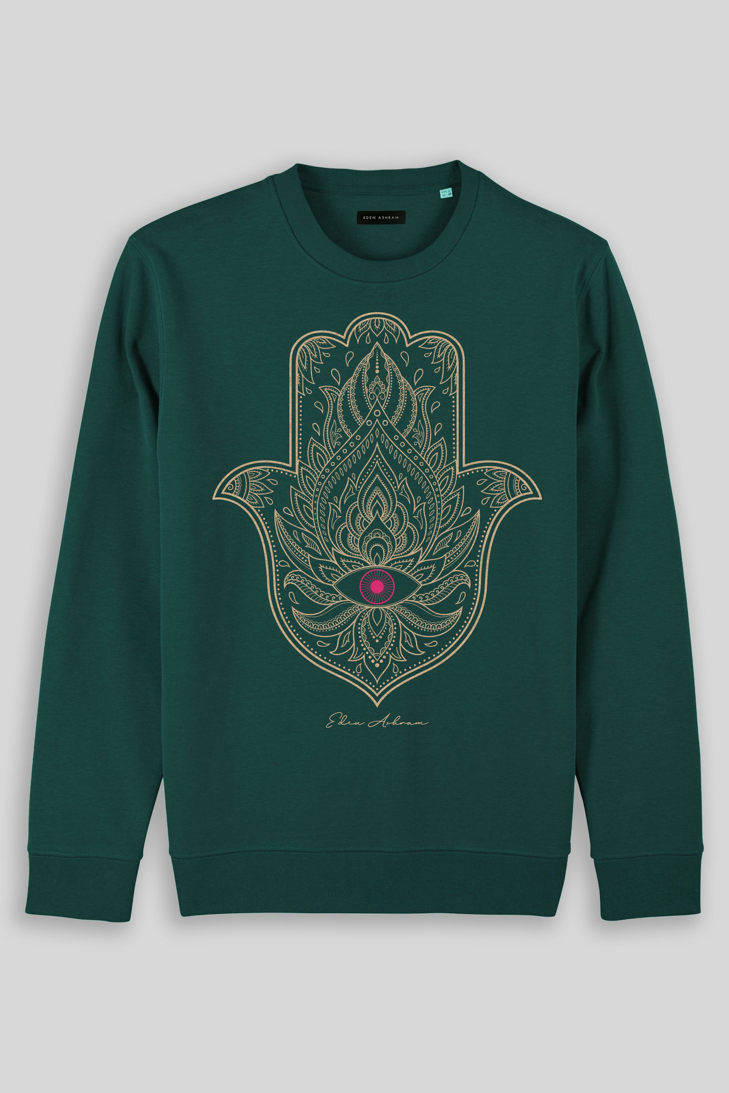 Eden Ashram Hamsa Eye Iconic Sweatshirt Glazed Green