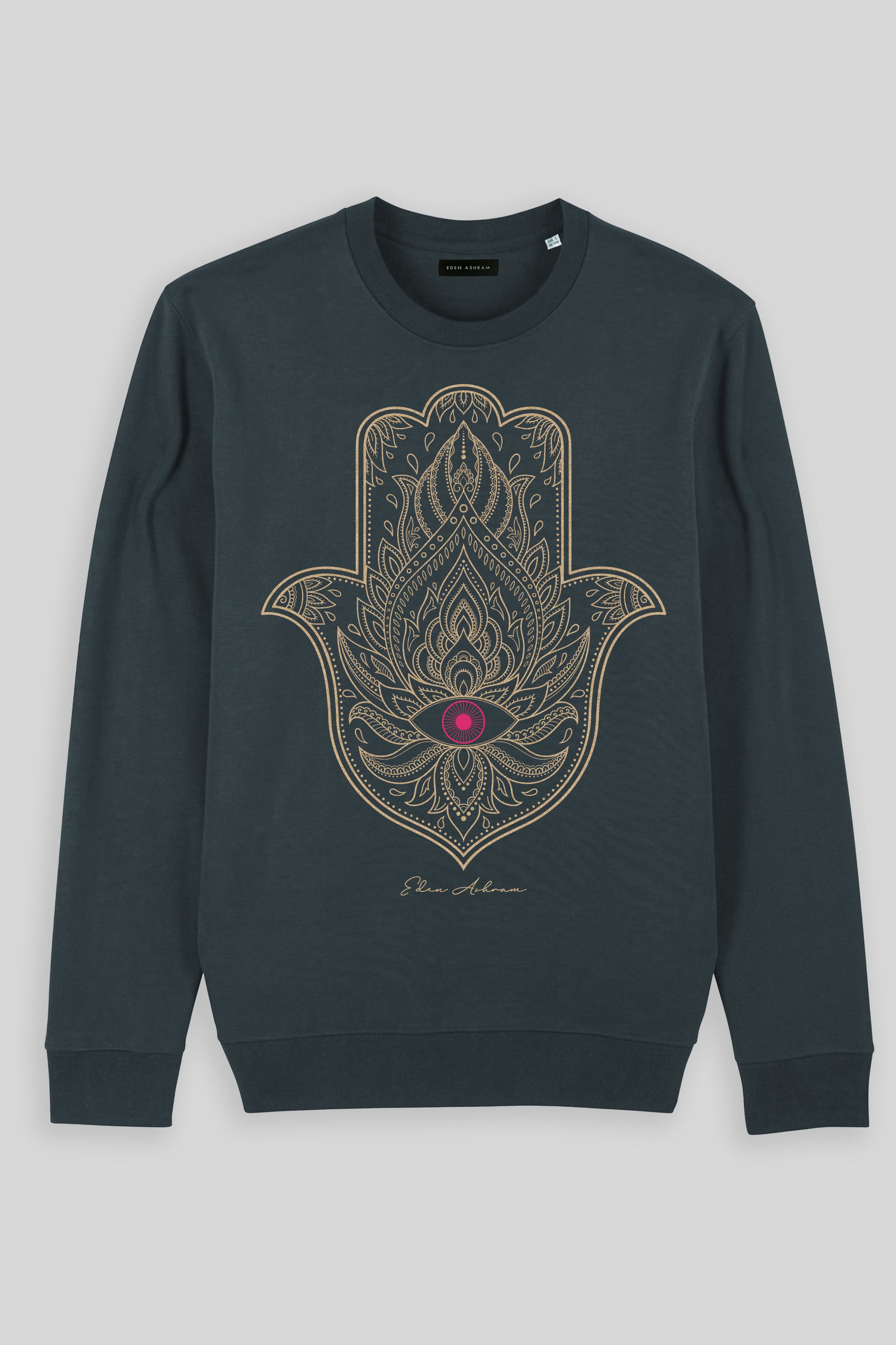 Eden Ashram Hamsa Eye Iconic Sweatshirt India Ink Grey