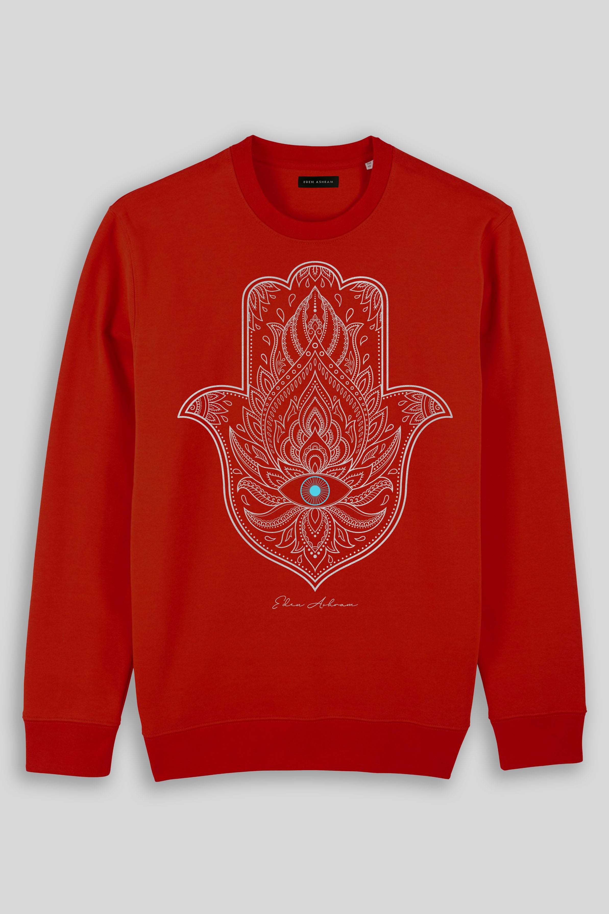 Eden Ashram Hamsa Eye Iconic Sweatshirt Red