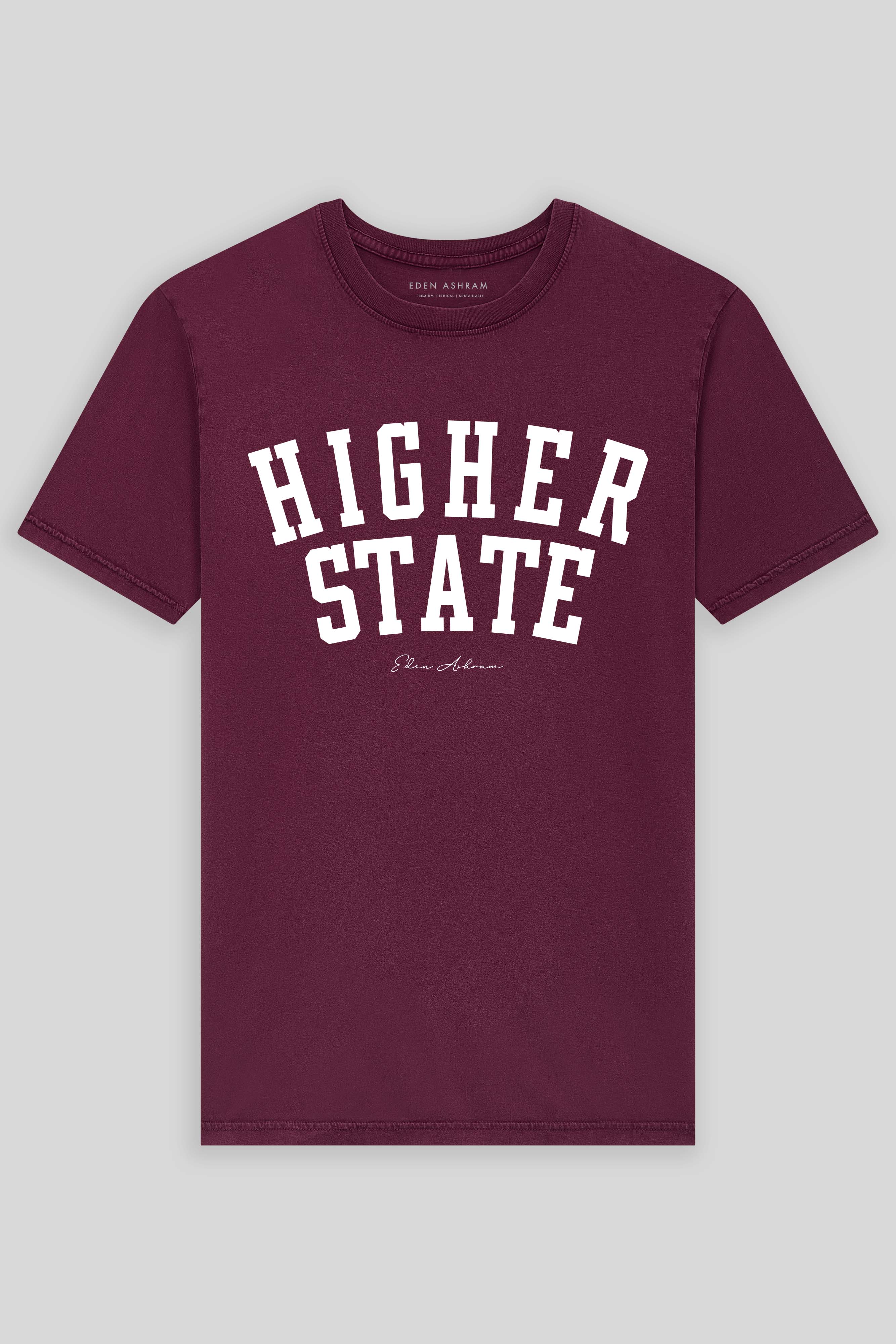 Eden Ashram Higher State Premium Classic T-Shirt Stonewash Burgundy