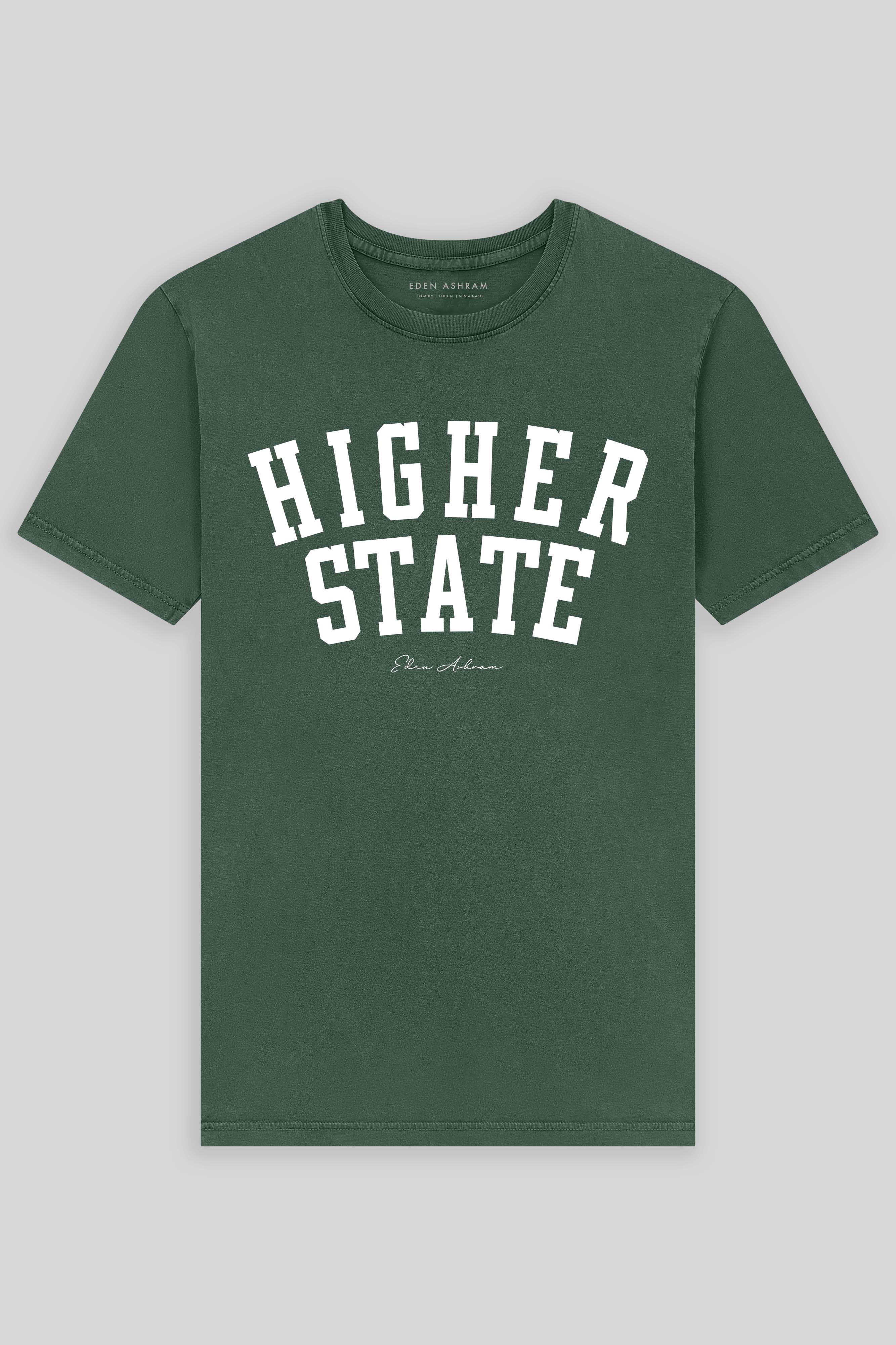 Eden Ashram Higher State Premium Classic T-Shirt Stonewash Green