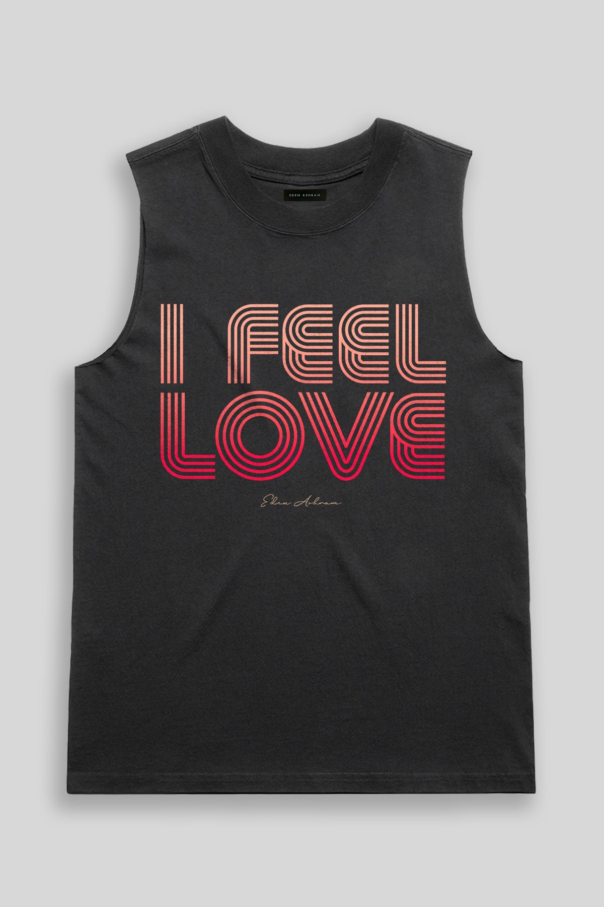 Eden Ashram I Feel Love Heavy Faded Rocker Tank Faded Black