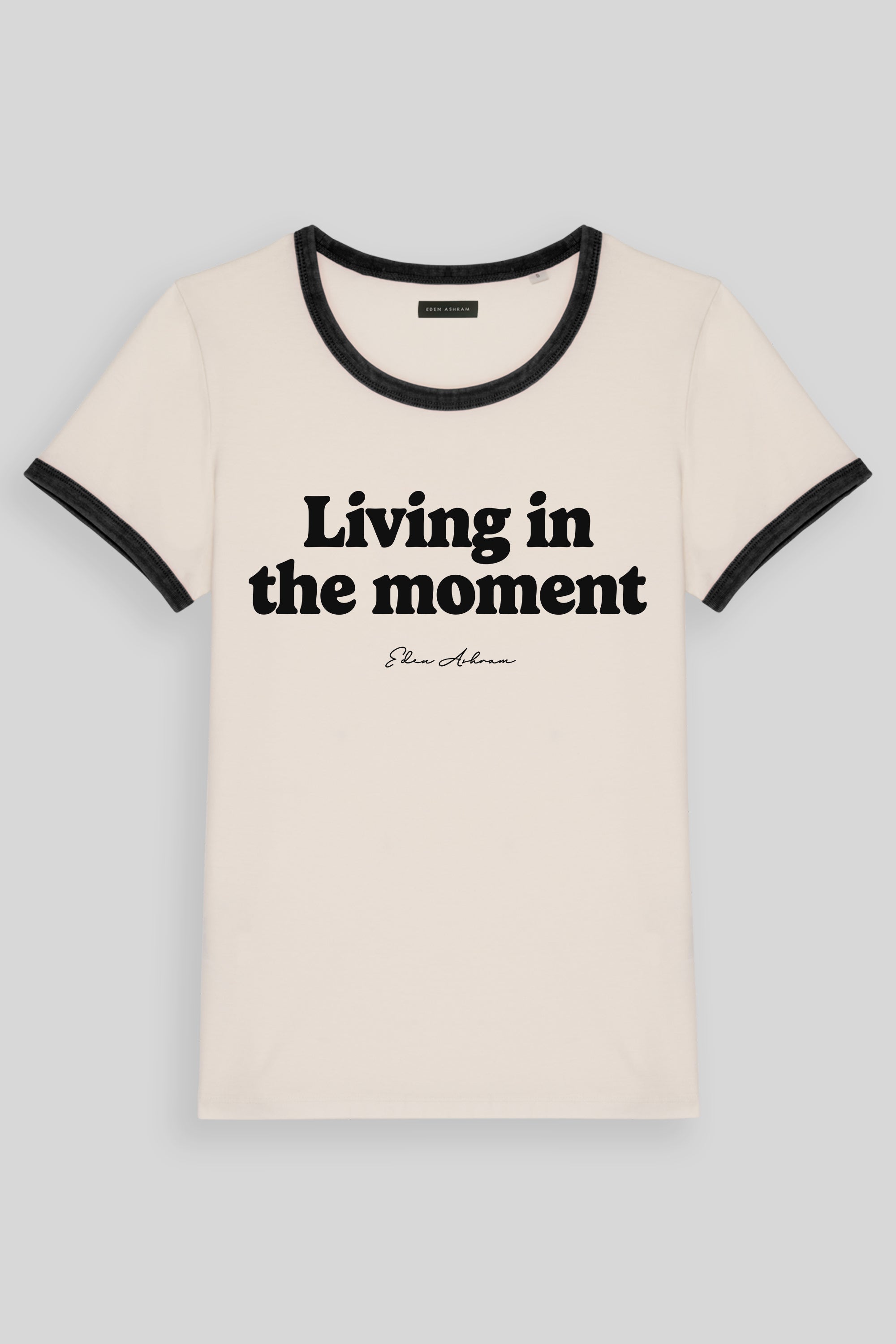 Living In The Moment Premium Organic Ringer T-Shirt