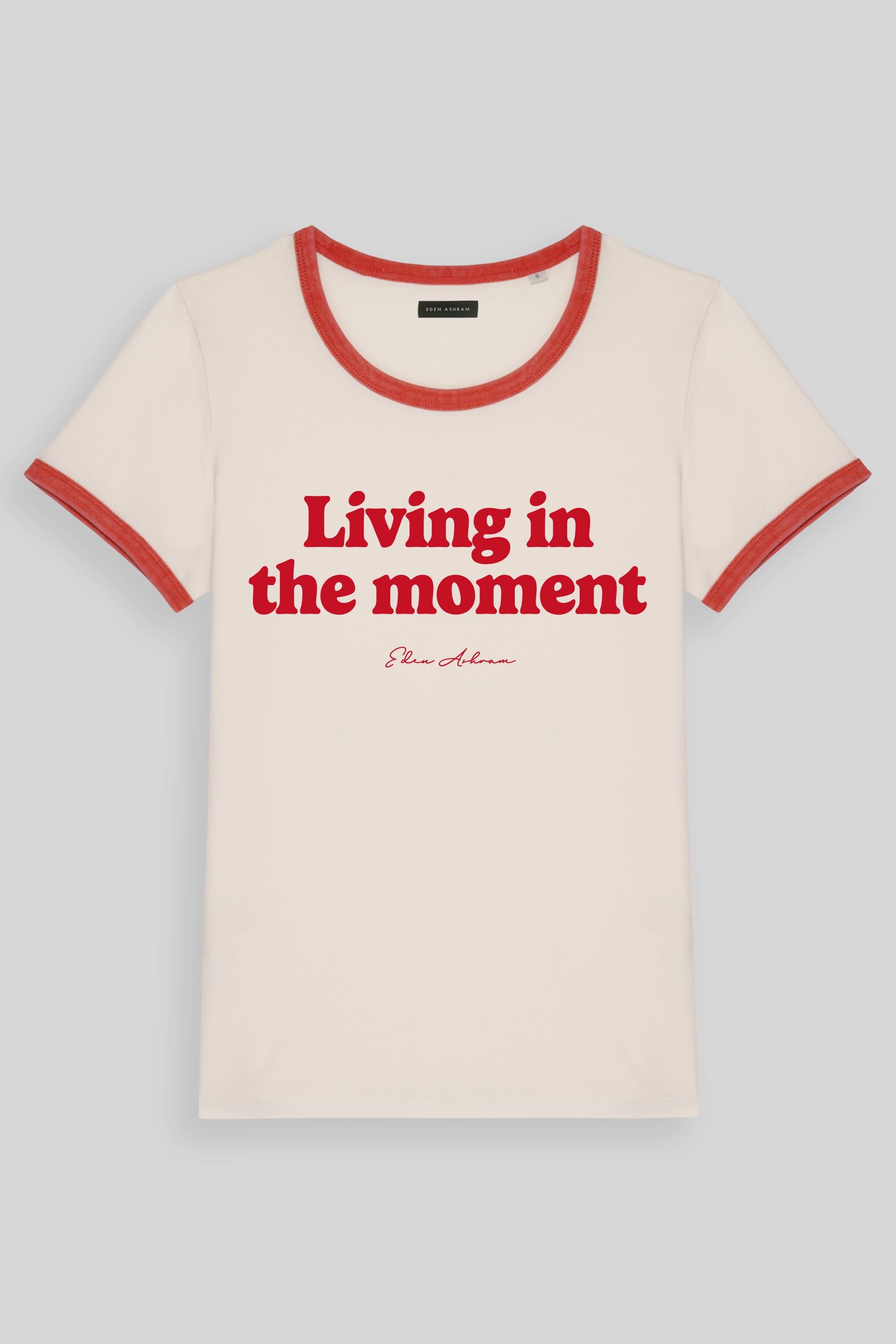 Living In The Moment Premium Organic Ringer T-Shirt