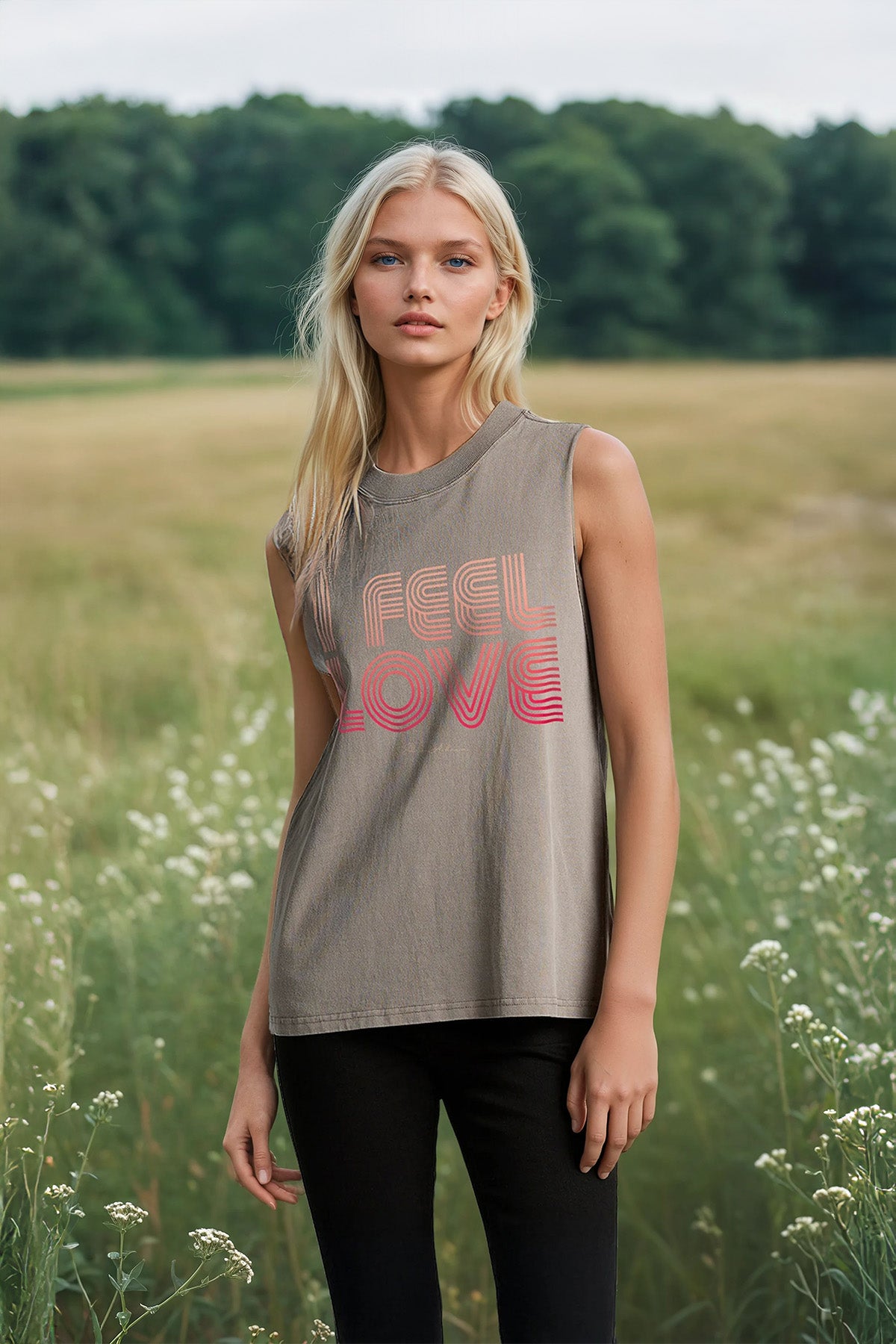 Eden Ashram I Feel Love Faded Rocker Tank