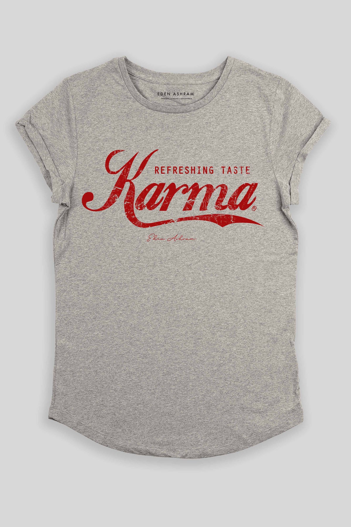 Eden Ashram Karma Swish Rolled Sleeve T-Shirt Heather Grey