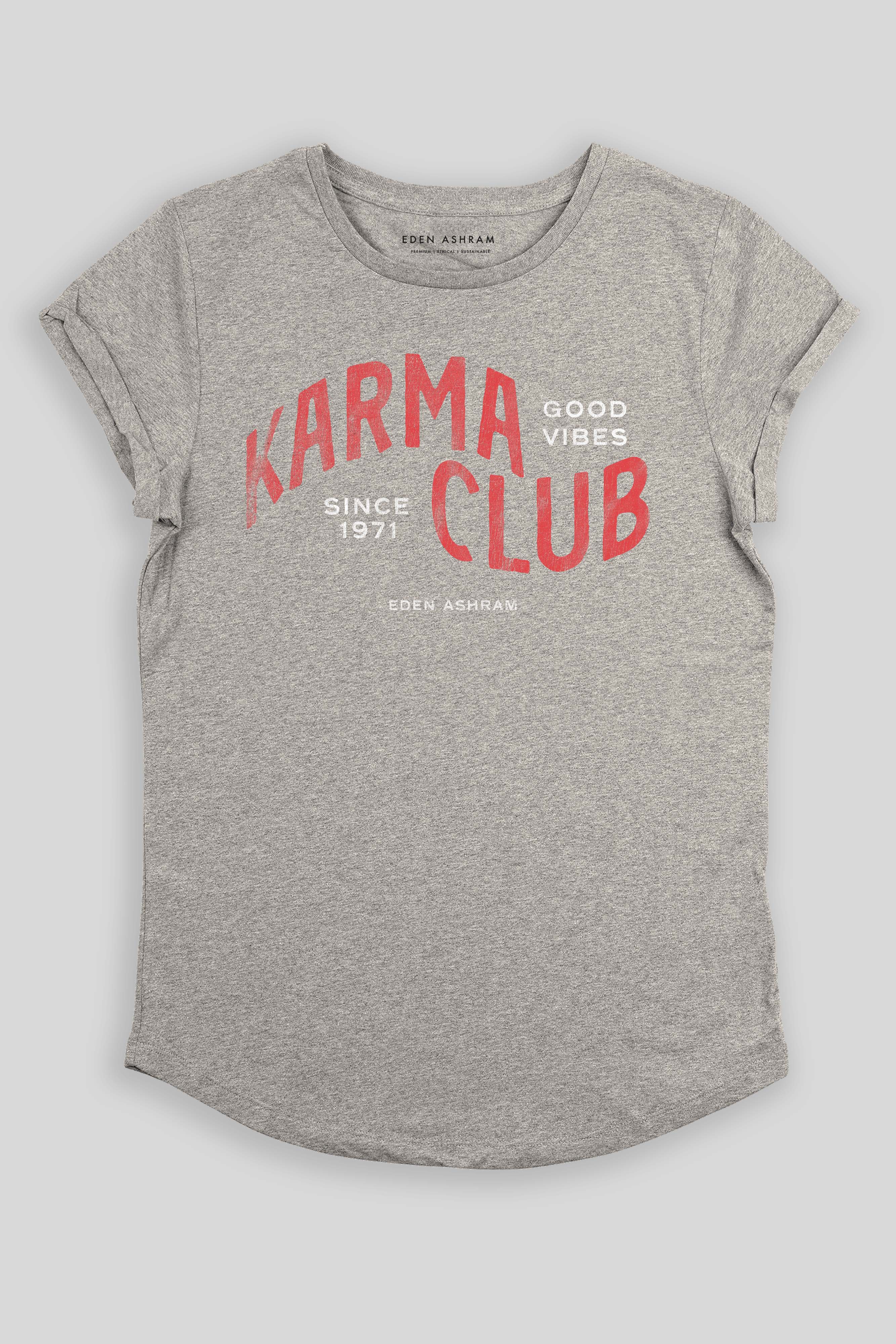 Eden Ashram Karma Club Premium Rolled Sleeve T-Shirt Heather Grey