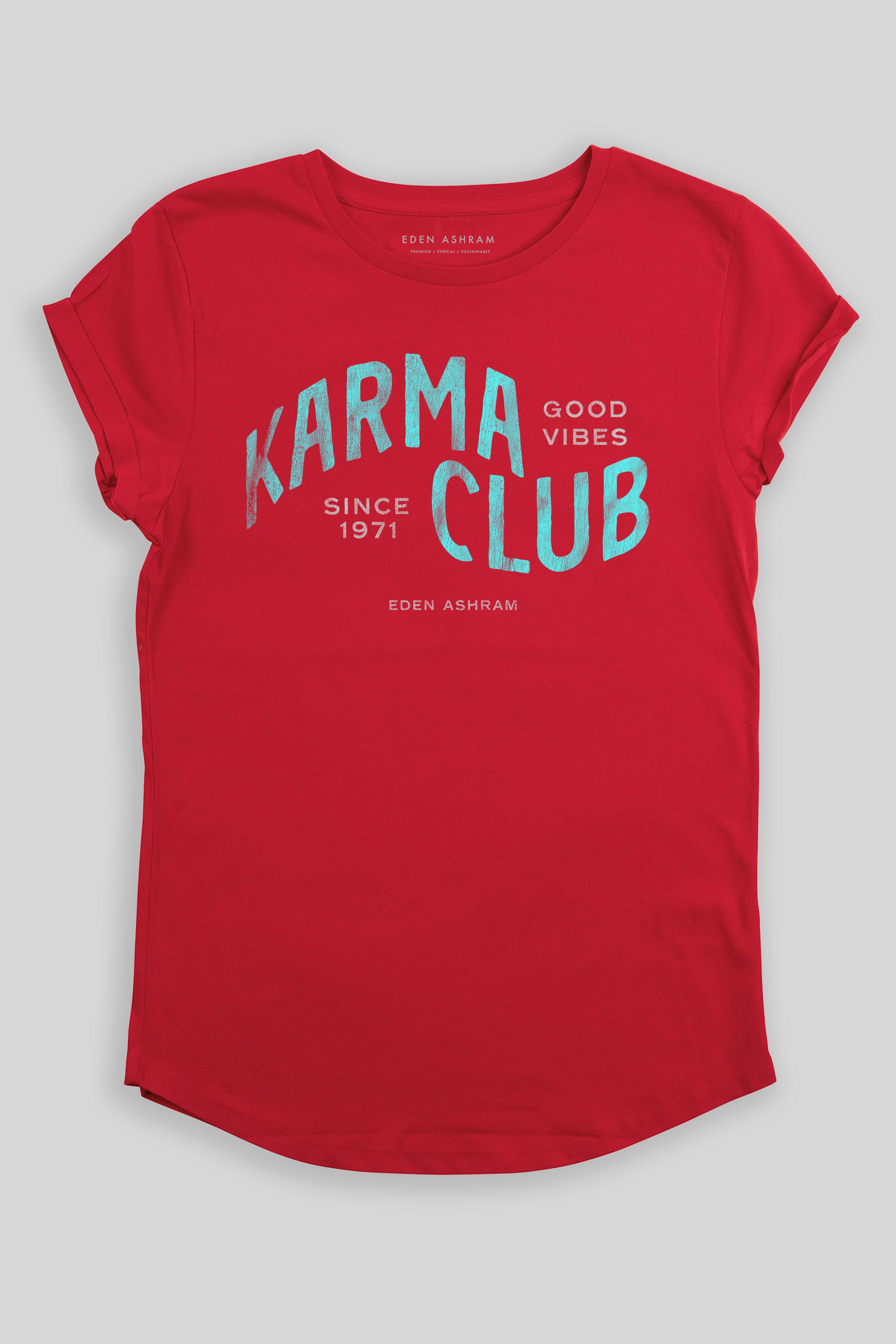 Eden Ashram Karma Club Premium Rolled Sleeve T-Shirt Red