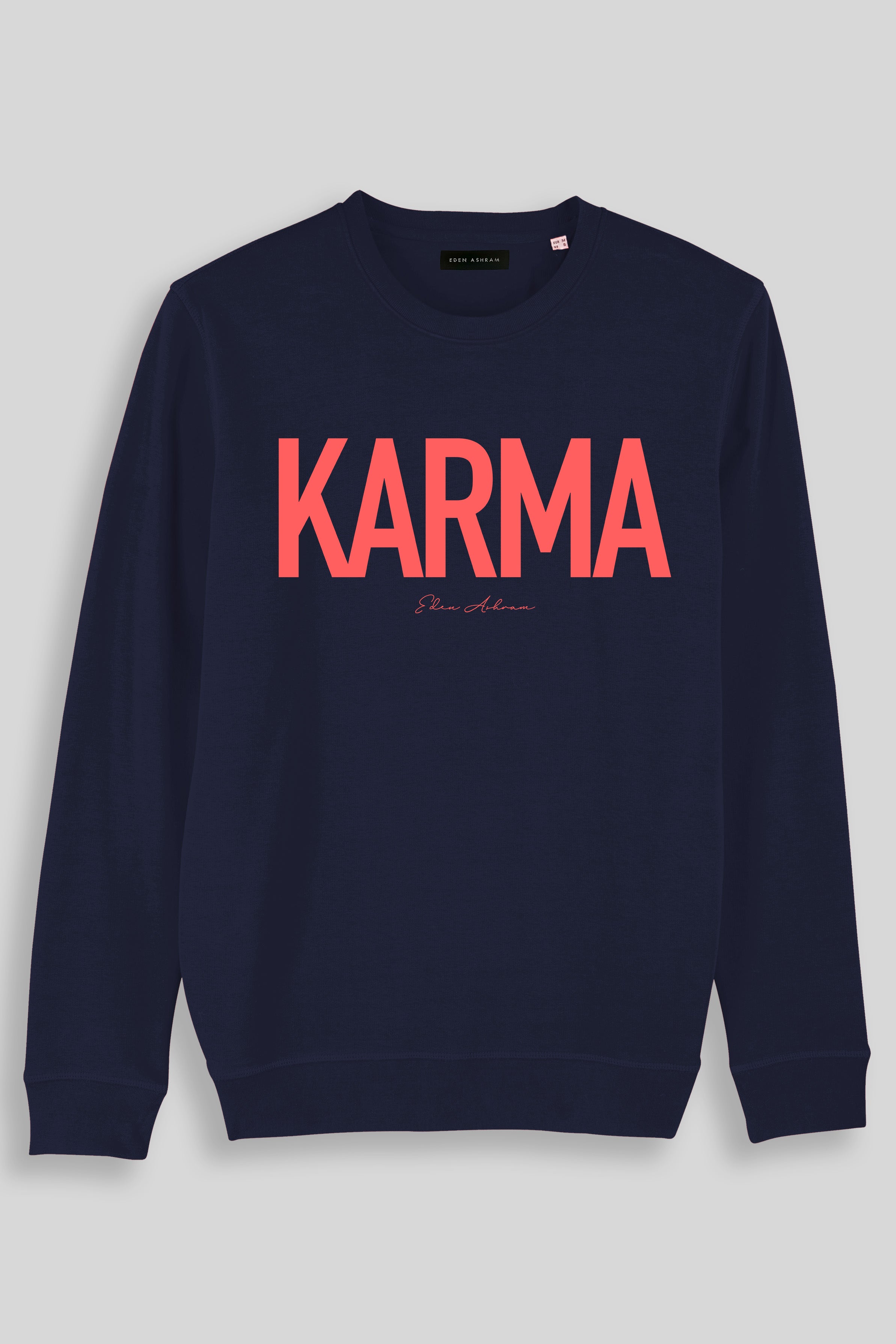 Eden Ashram Karma Premium Crew Neck Sweatshirt Navy