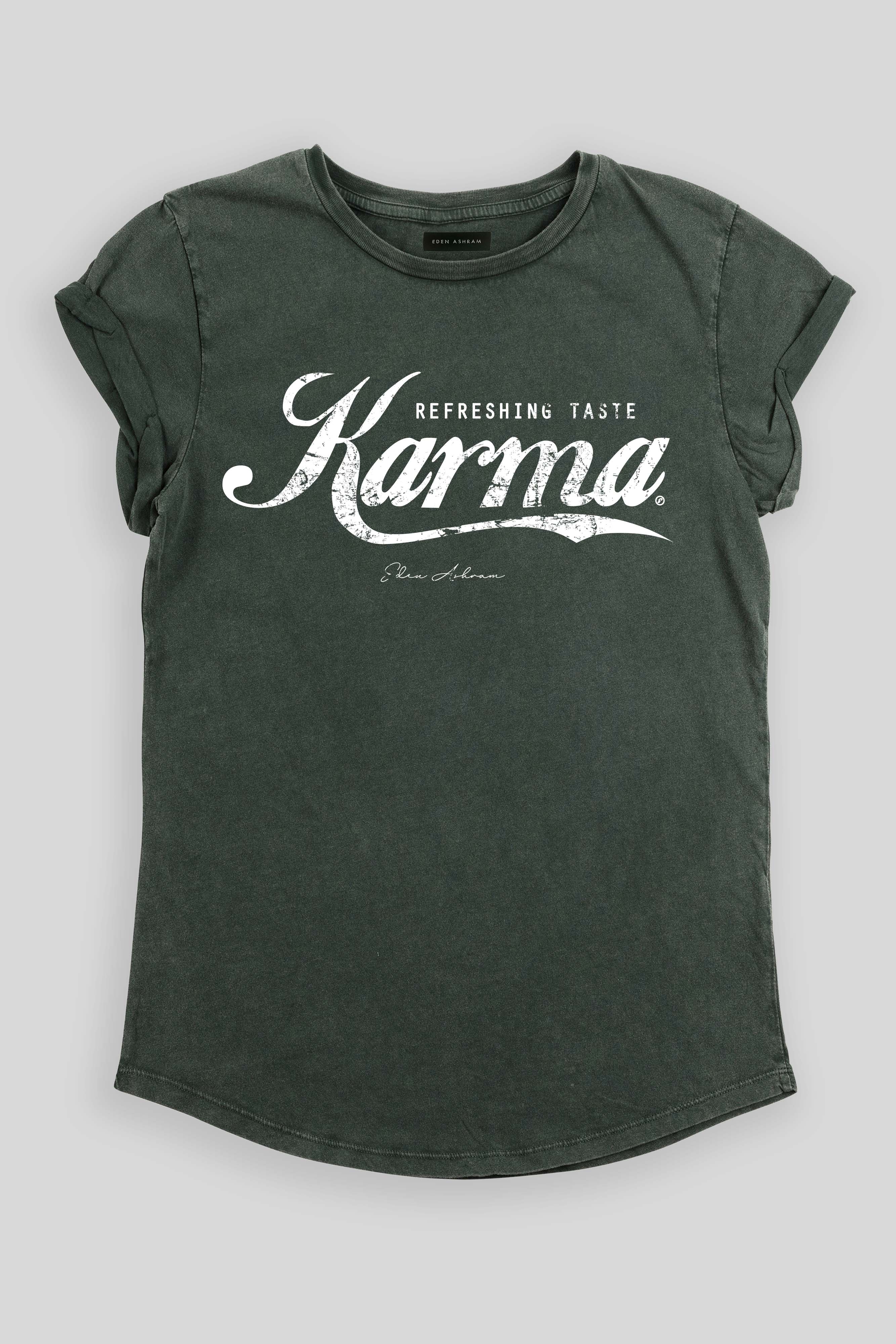 Eden Ashram Karma Swish Rolled Sleeve T-Shirt Stonewash Green
