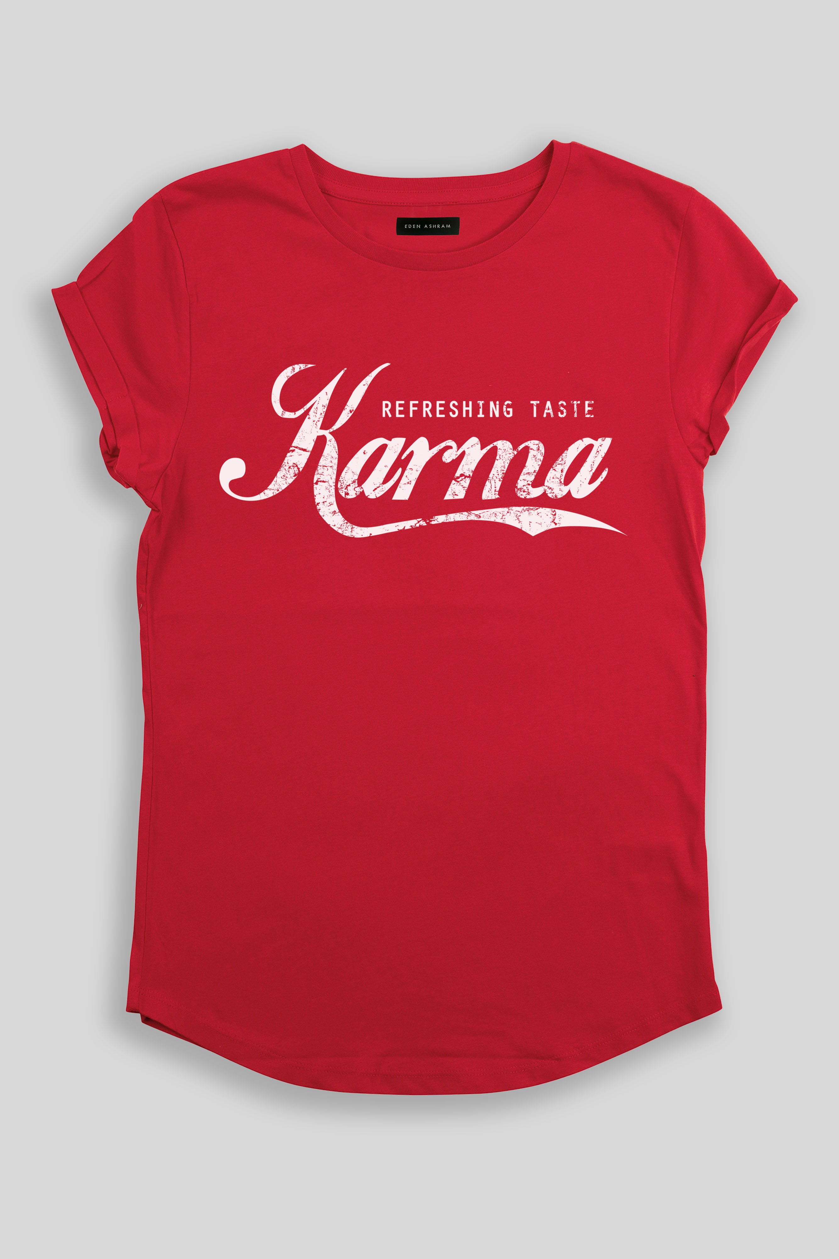Eden Ashram Karma Swish Rolled Sleeve T-Shirt Red