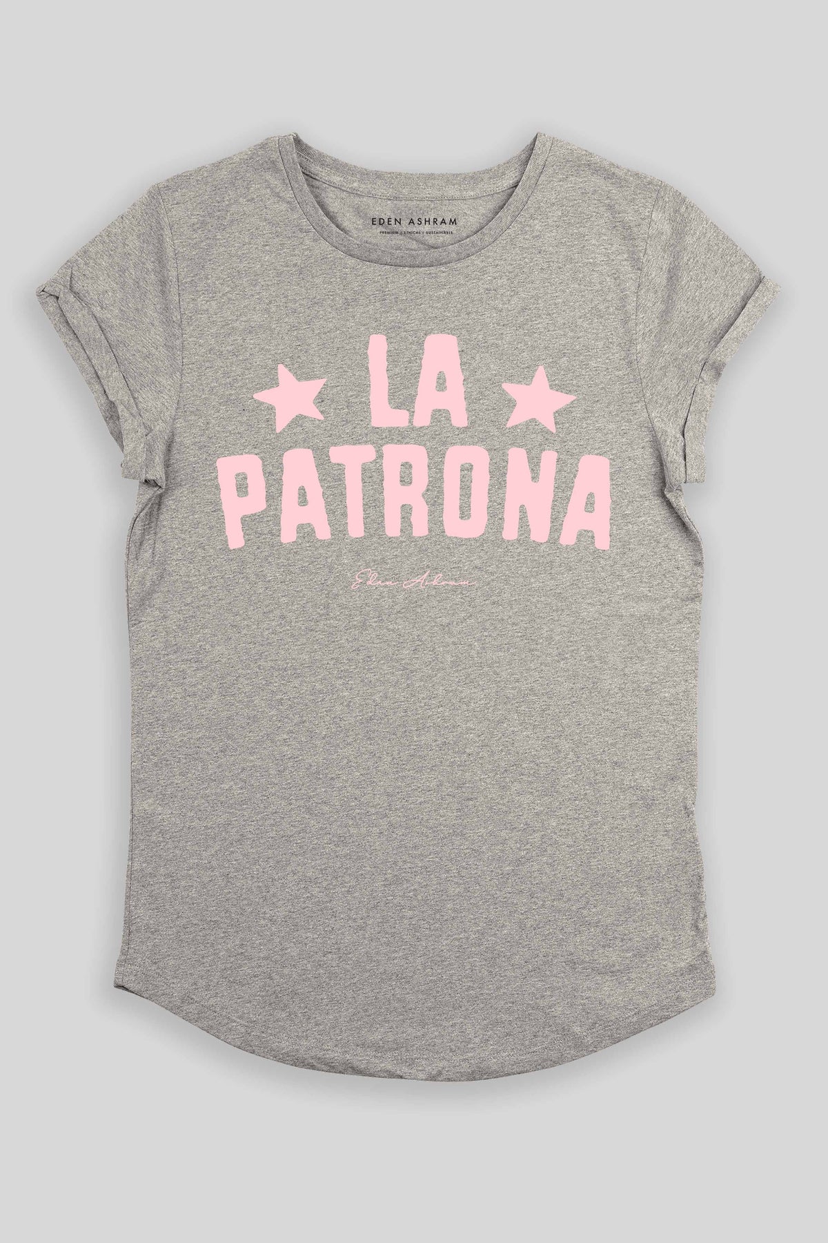 Eden Ashram La Patrona Premium Rolled Sleeve T-Shirt Heather Grey
