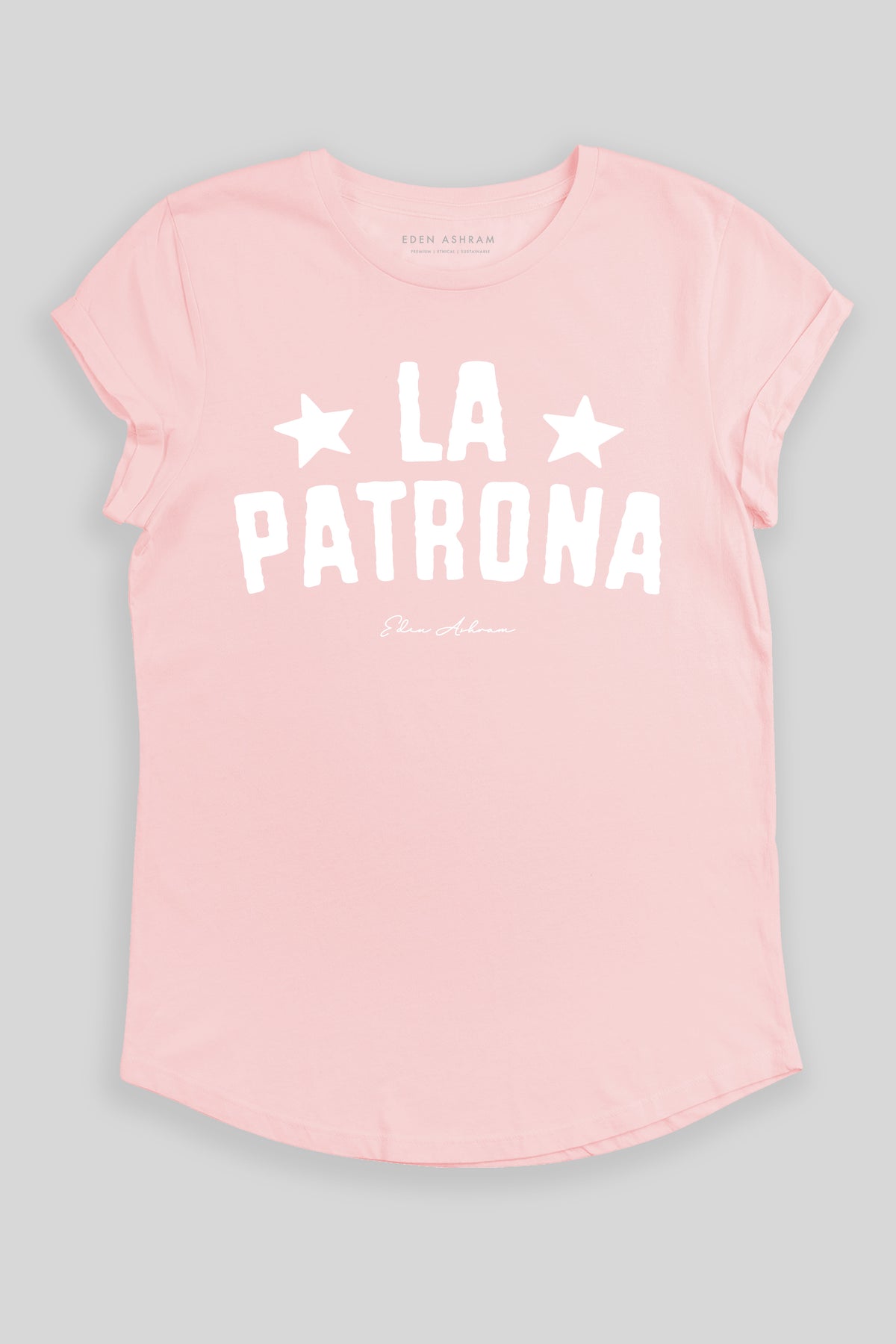 Eden Ashram La Patrona Premium Rolled Sleeve T-Shirt Stonewash Pink